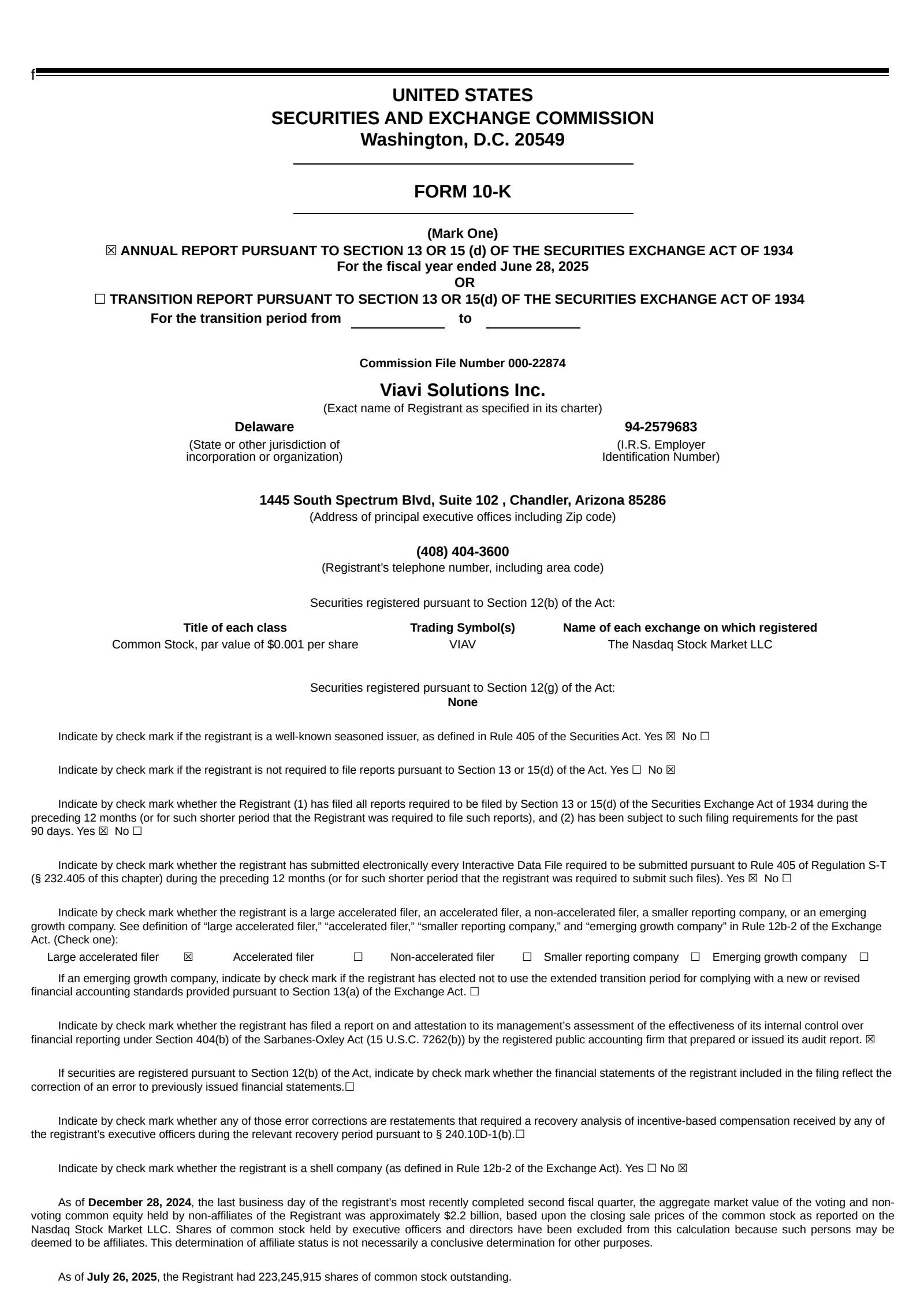 Viavi Solutions' Q4 2025 Annual report