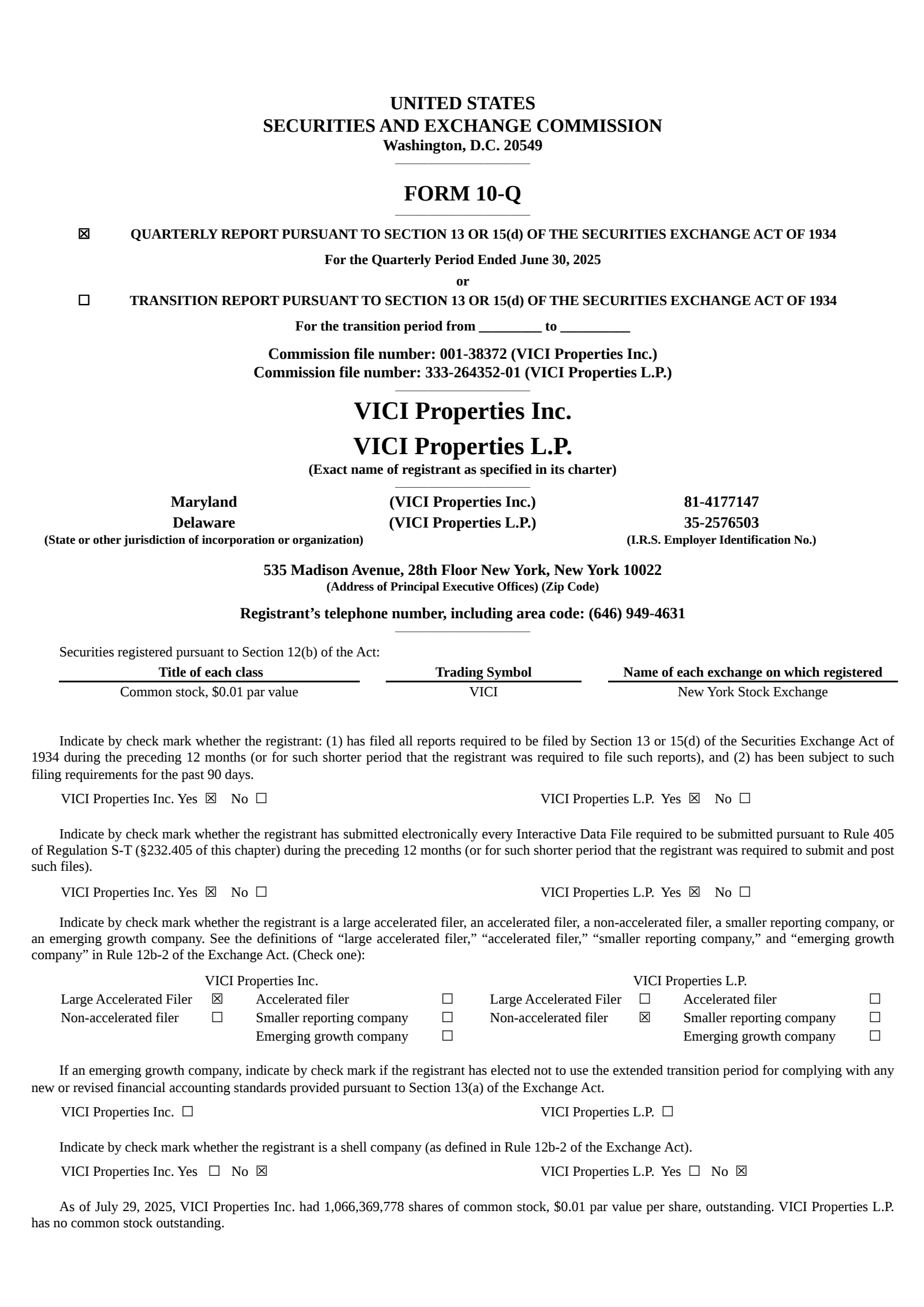 VICI Properties' Q2 2025 Quarterly report