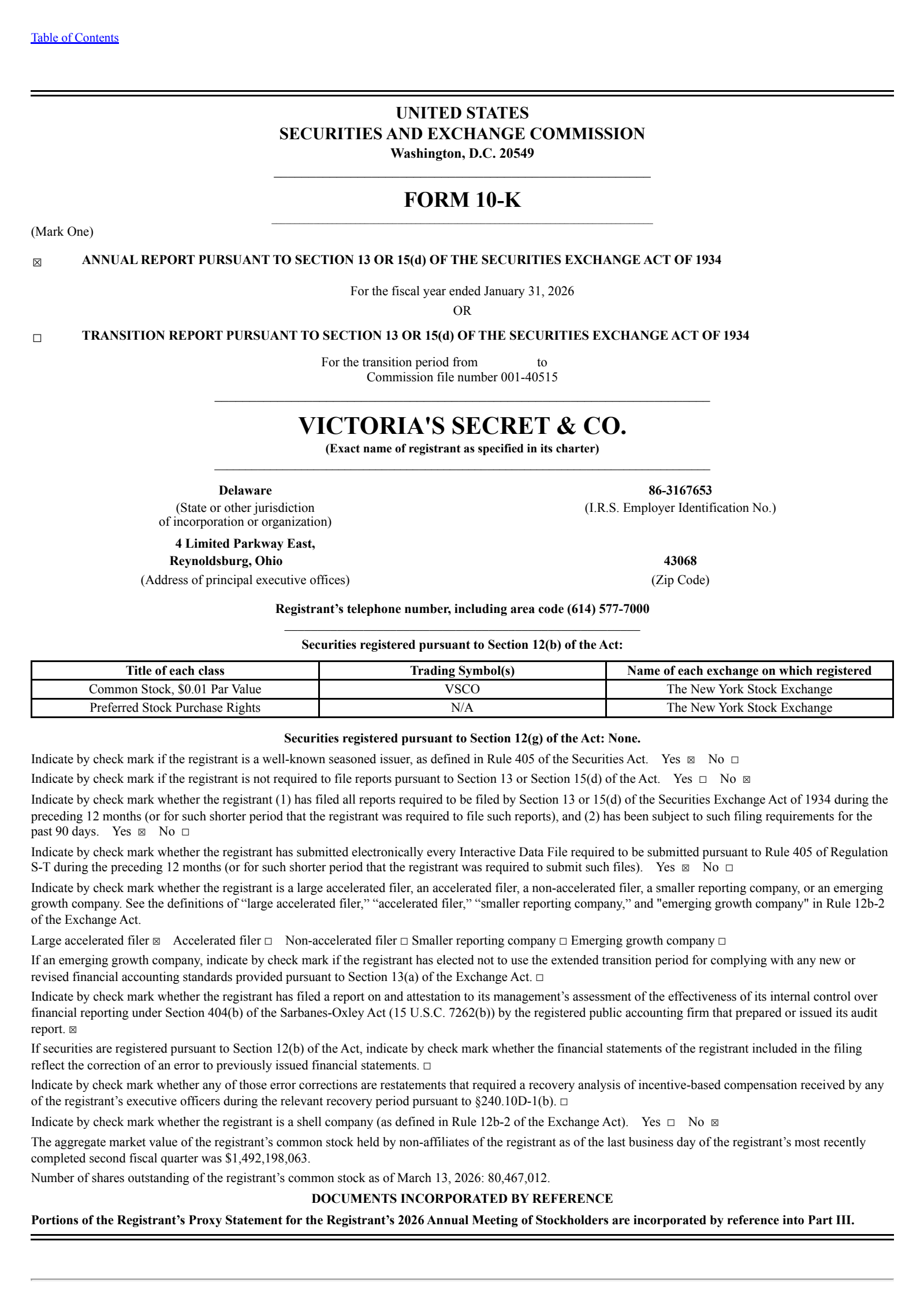 Victoria's Secret & Co.'s Q4 2025 Annual report
