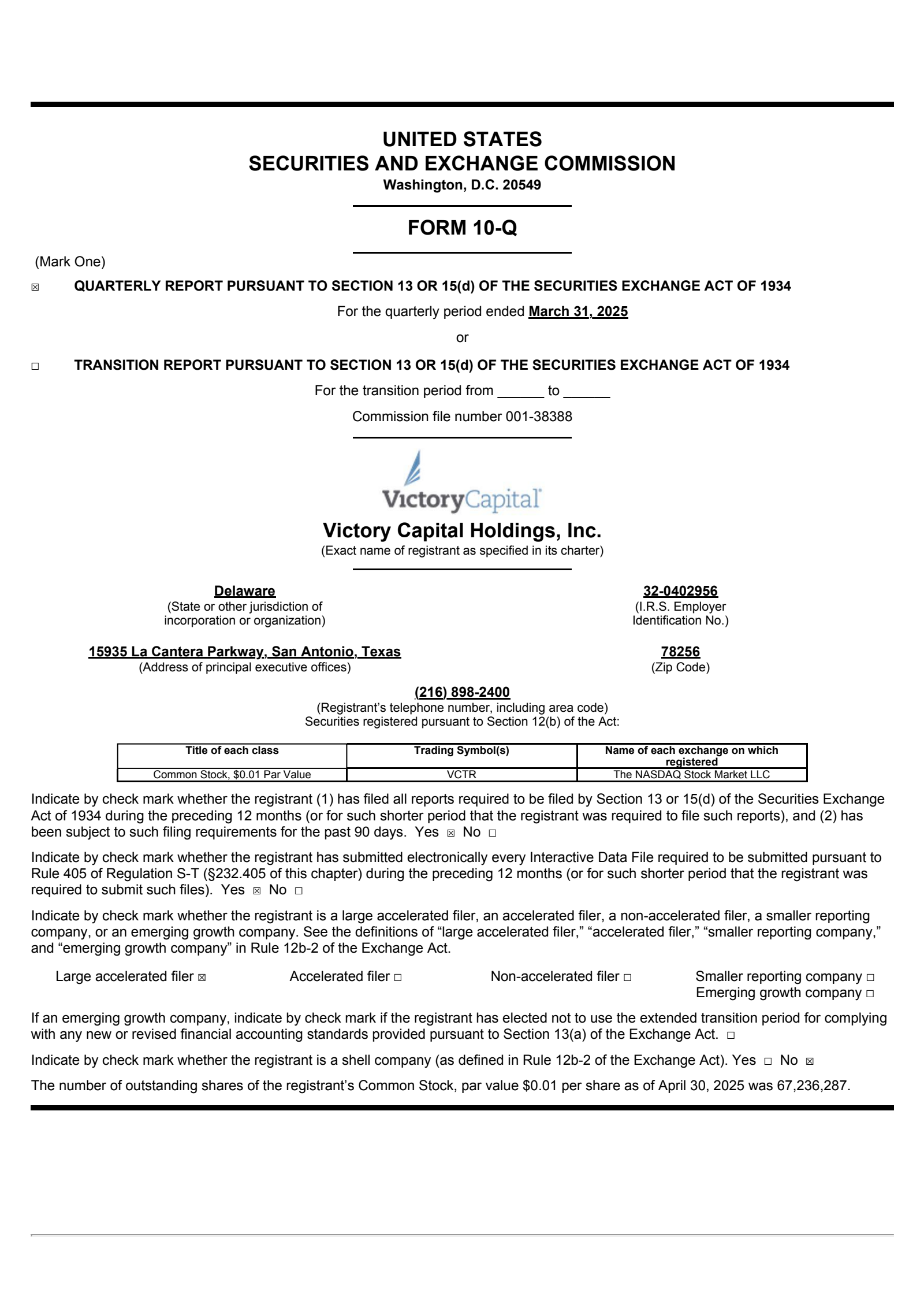 Victory Capital's Q1 2025 Quarterly report