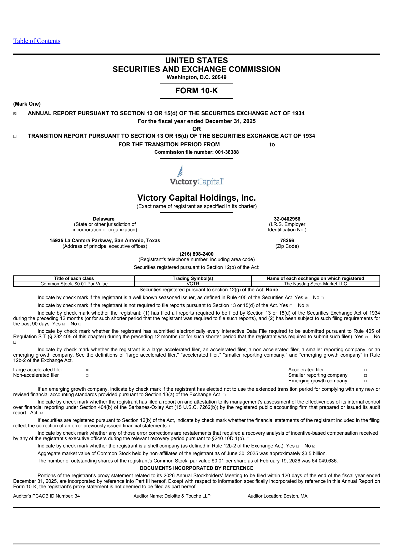 Victory Capital's Q4 2025 Annual report
