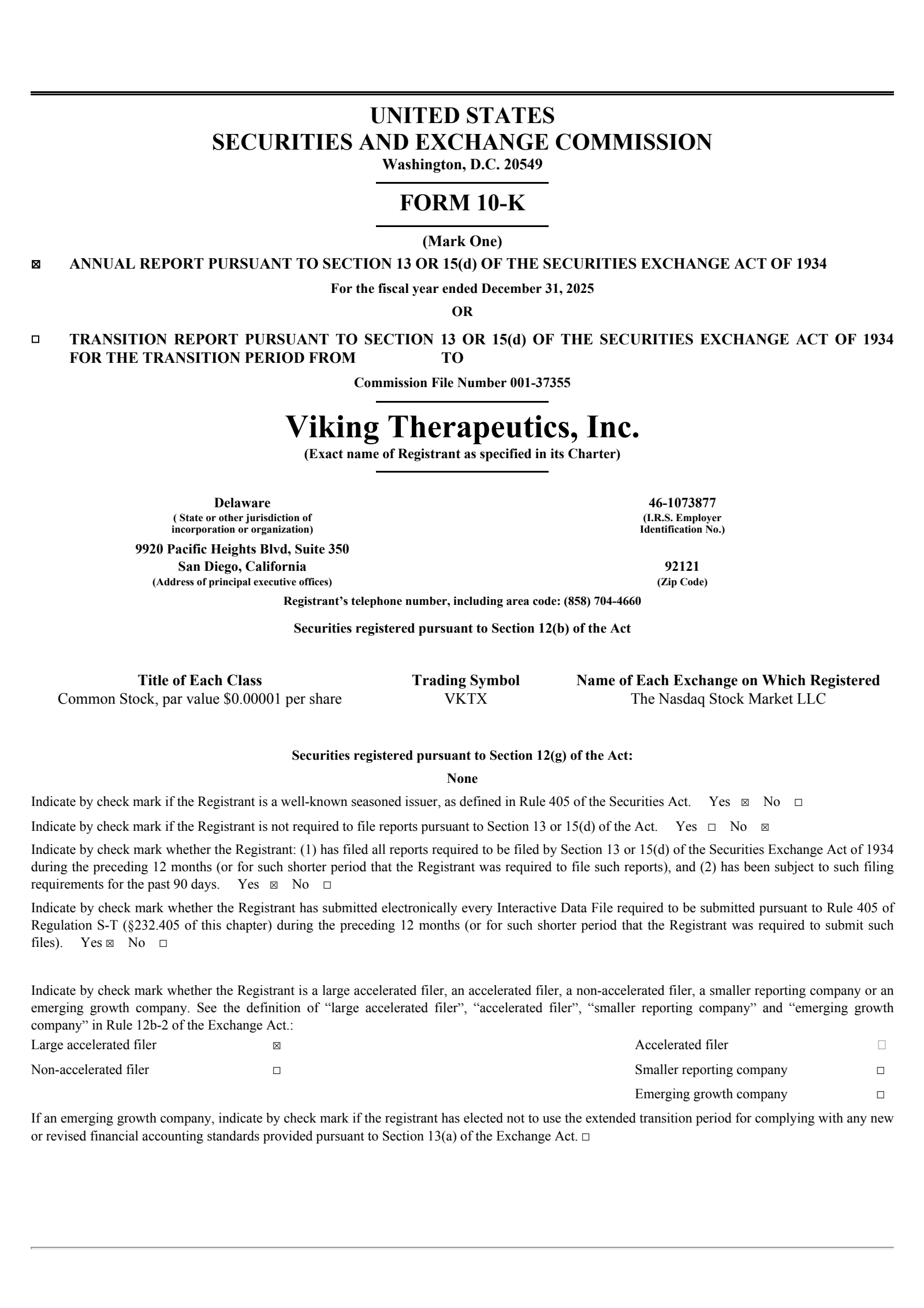 Viking Therapeutics' Q4 2025 Annual report