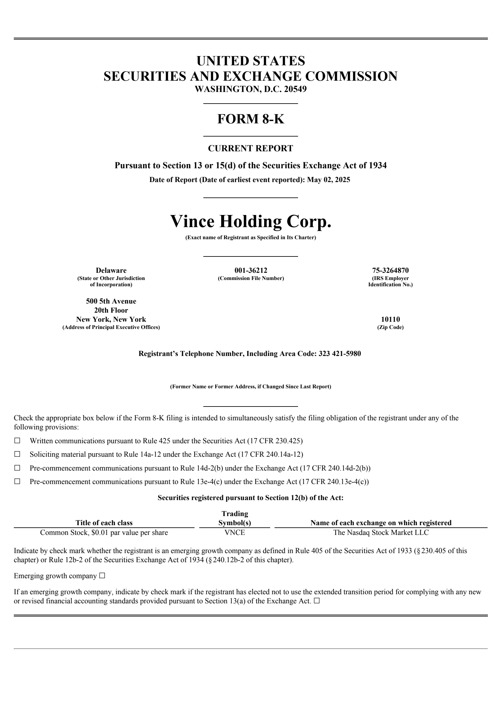 Vince's Q4 2026 Press Release