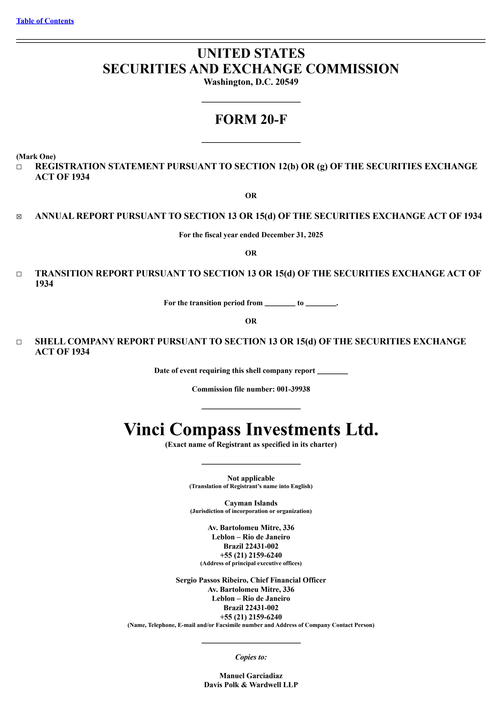 Vinci Compass Investments' Q4 2025 Annual report