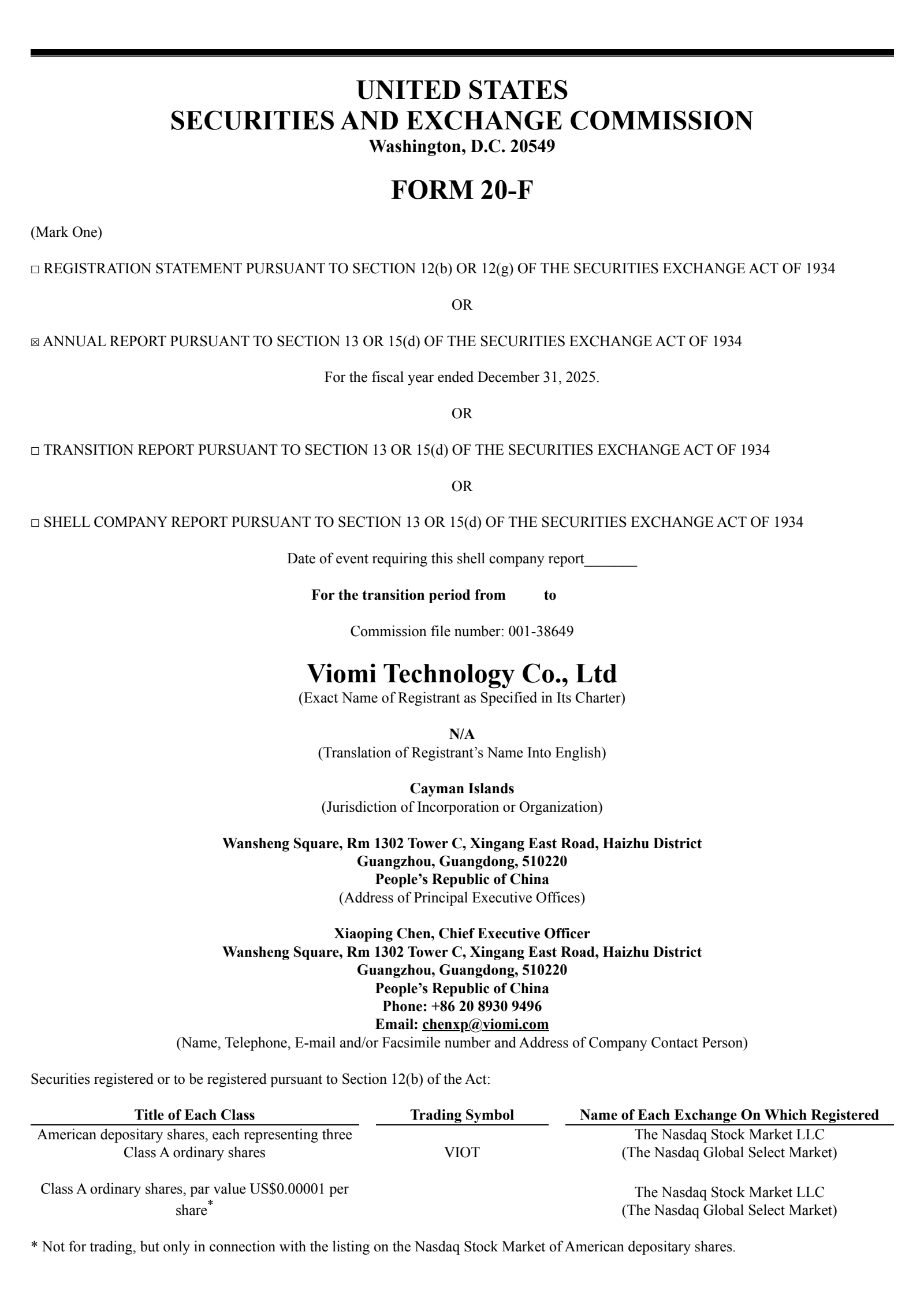 Viomi Technology's Q4 2025 Annual report