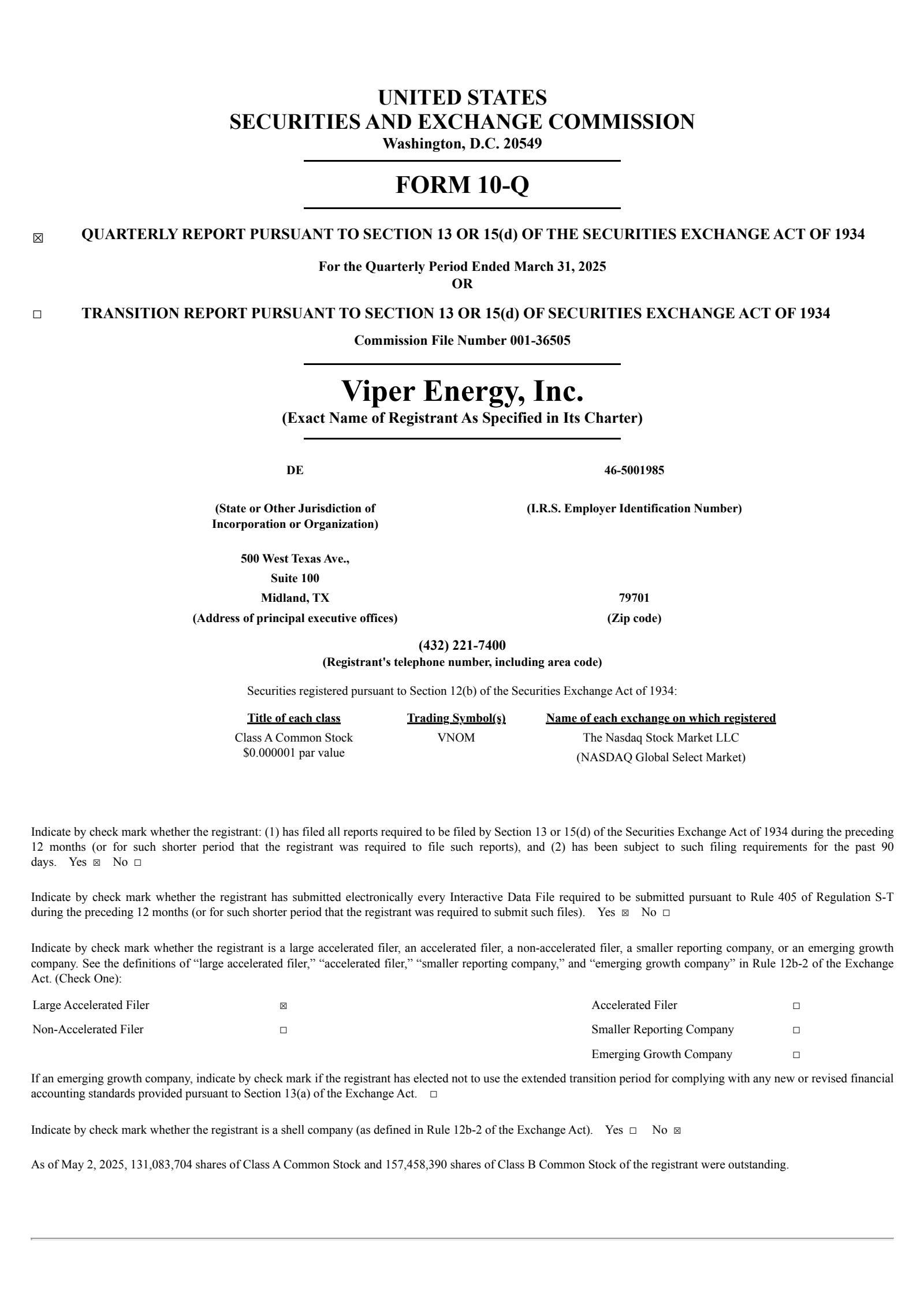 Viper Energy's Q1 2025 Quarterly report