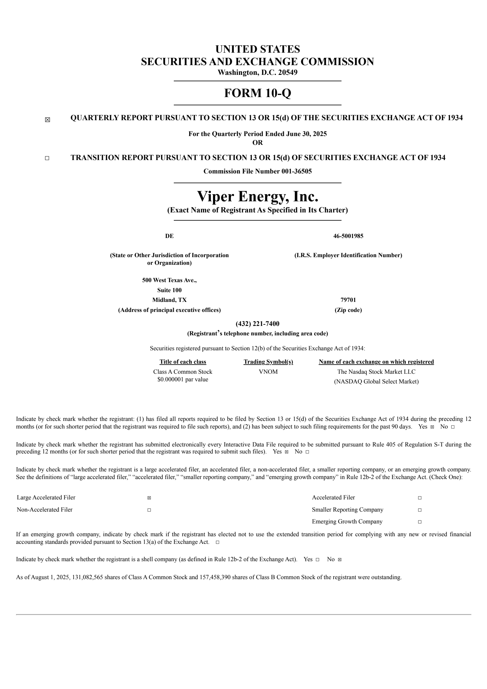 Viper Energy's Q2 2025 Quarterly report