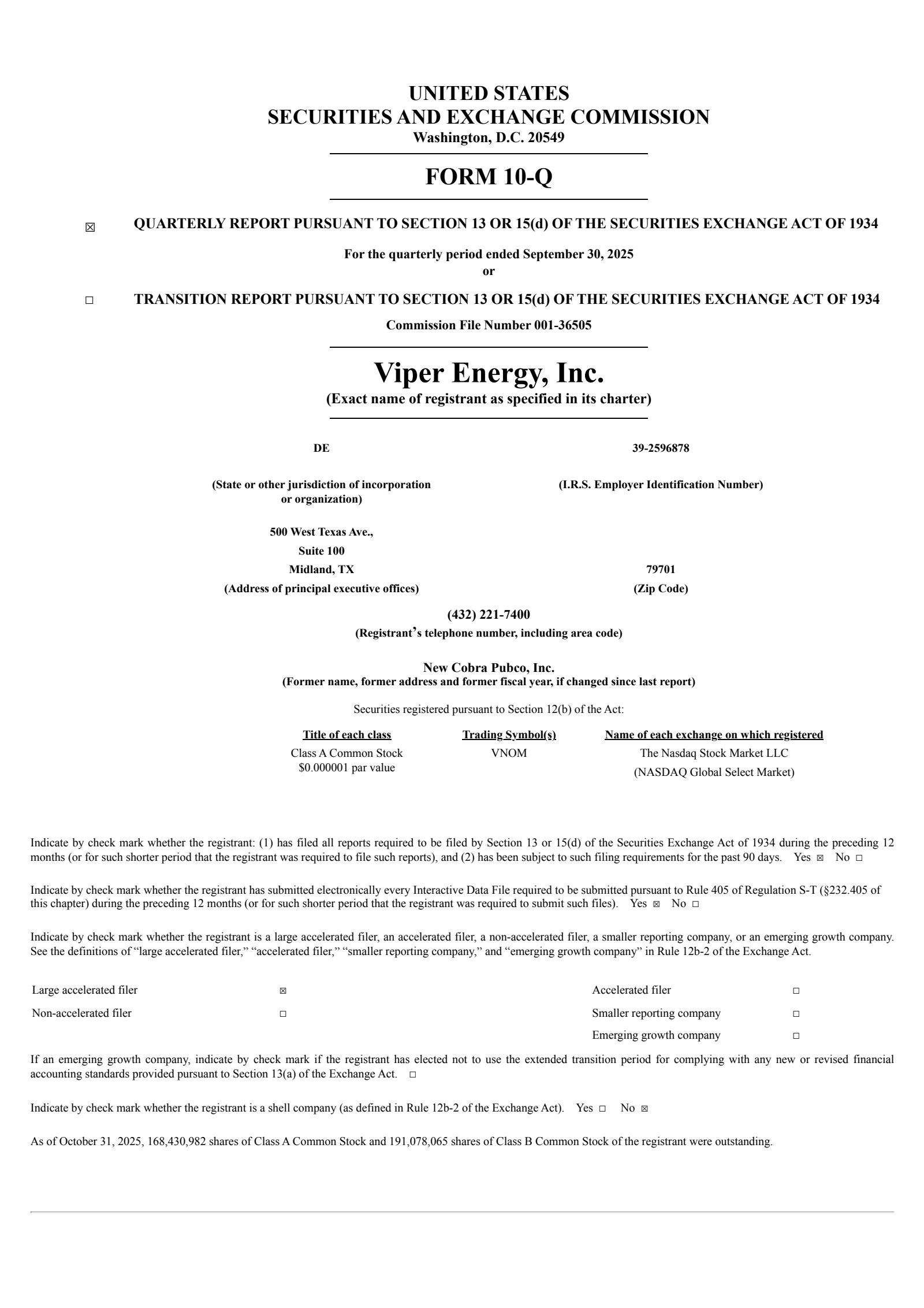 Viper Energy's Q3 2025 Quarterly report
