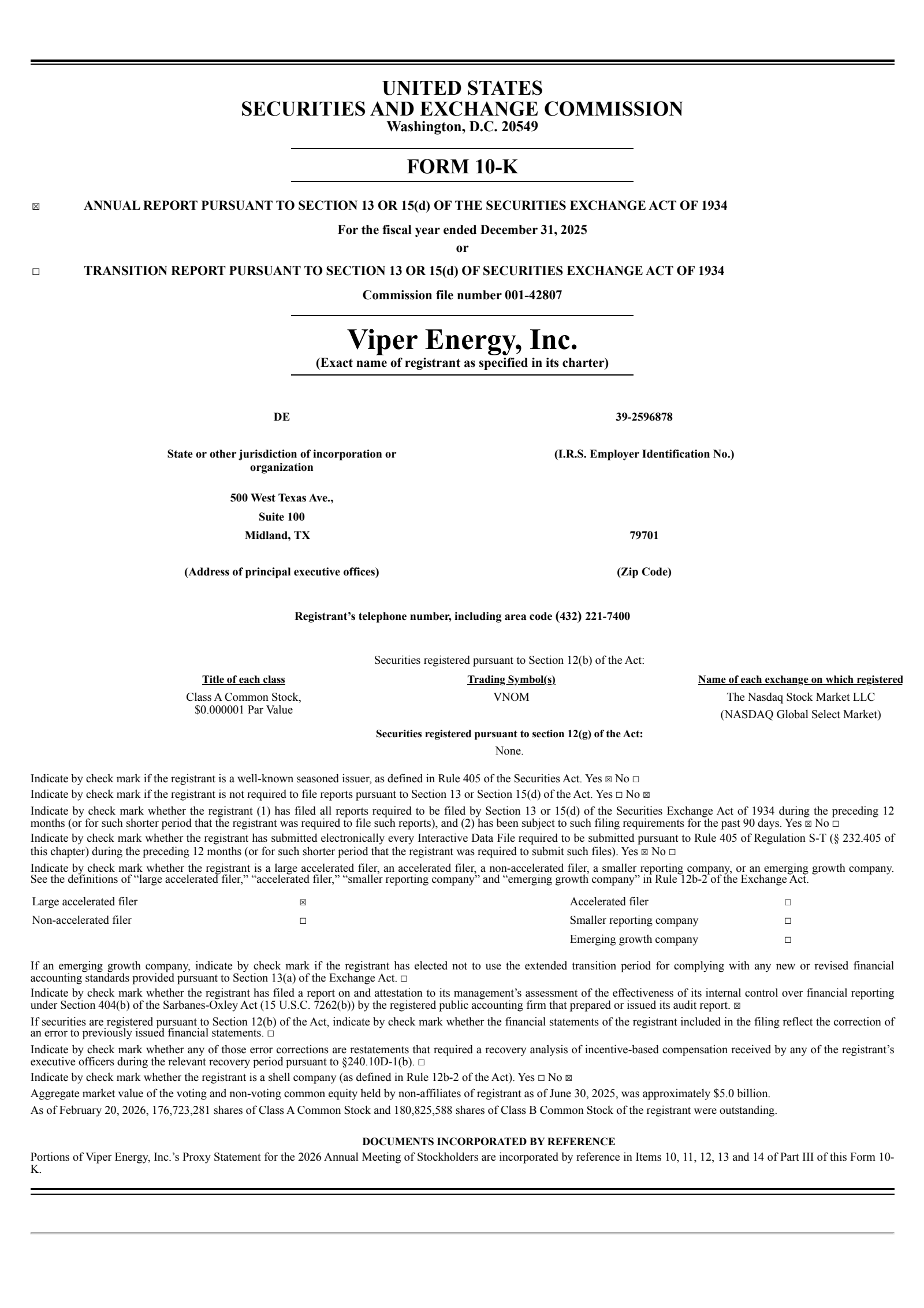 Viper Energy's Q4 2025 Annual report