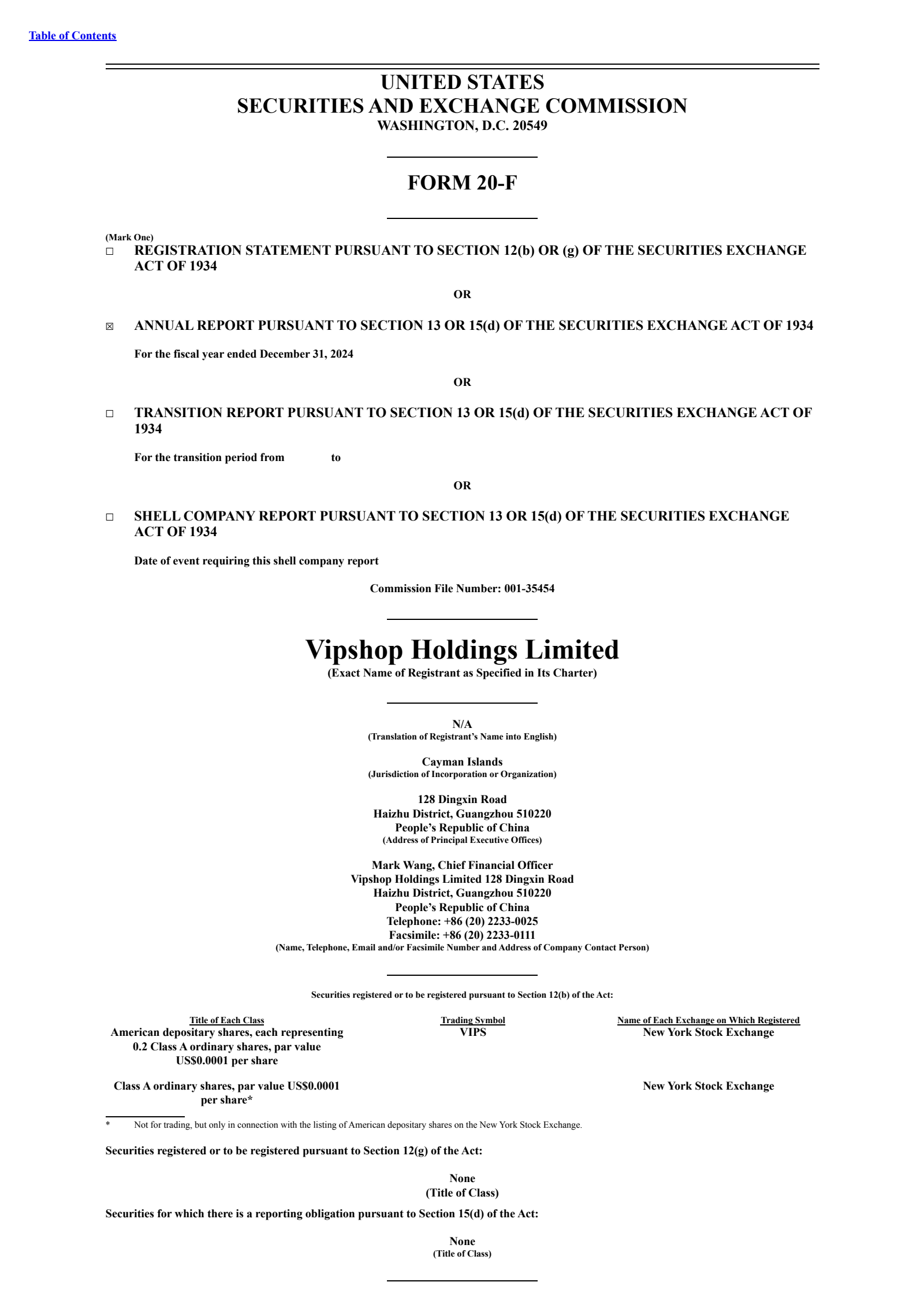 Vipshop's Q4 2024 Annual report