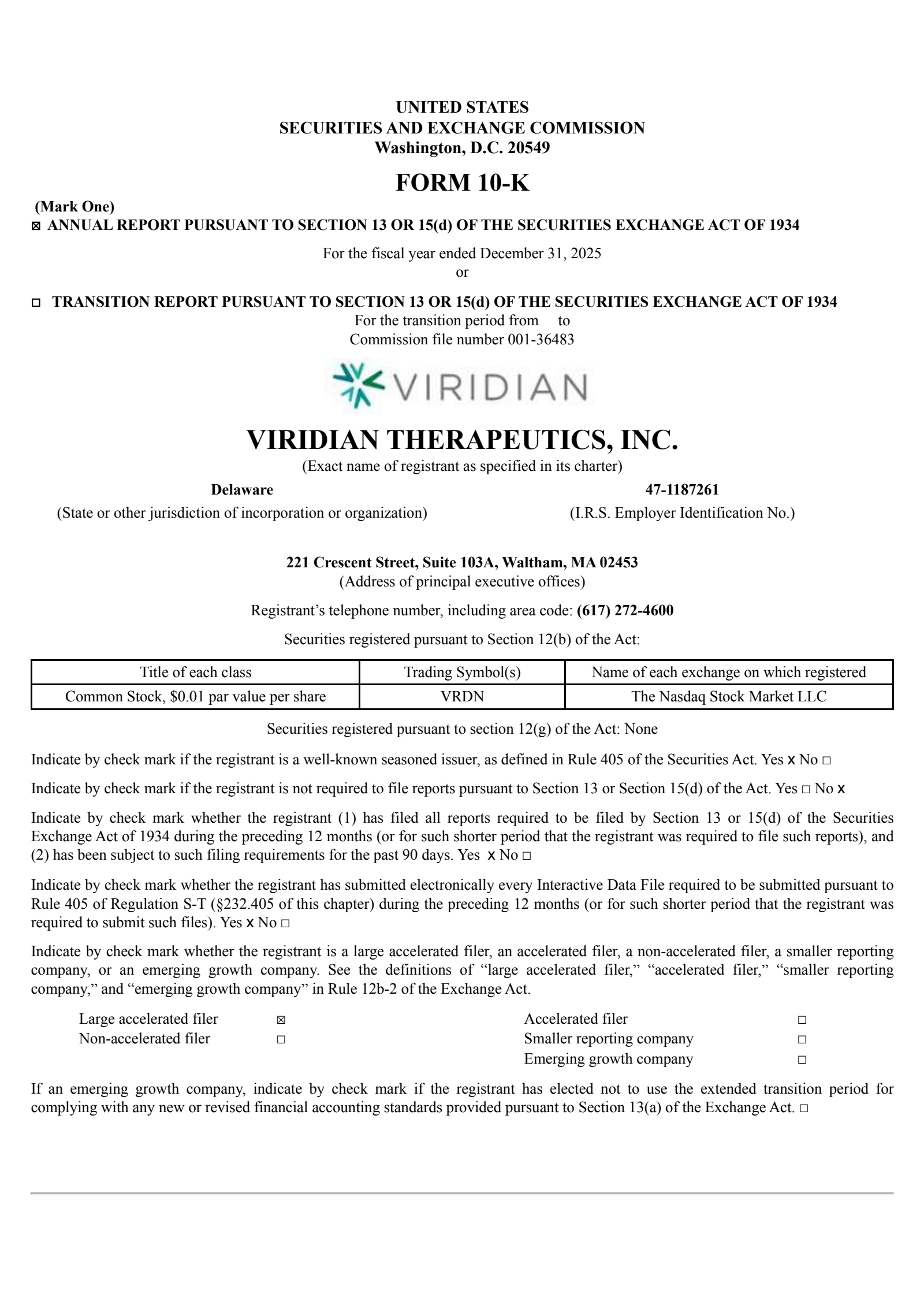 Viridian Therapeutics' Q4 2025 Annual report