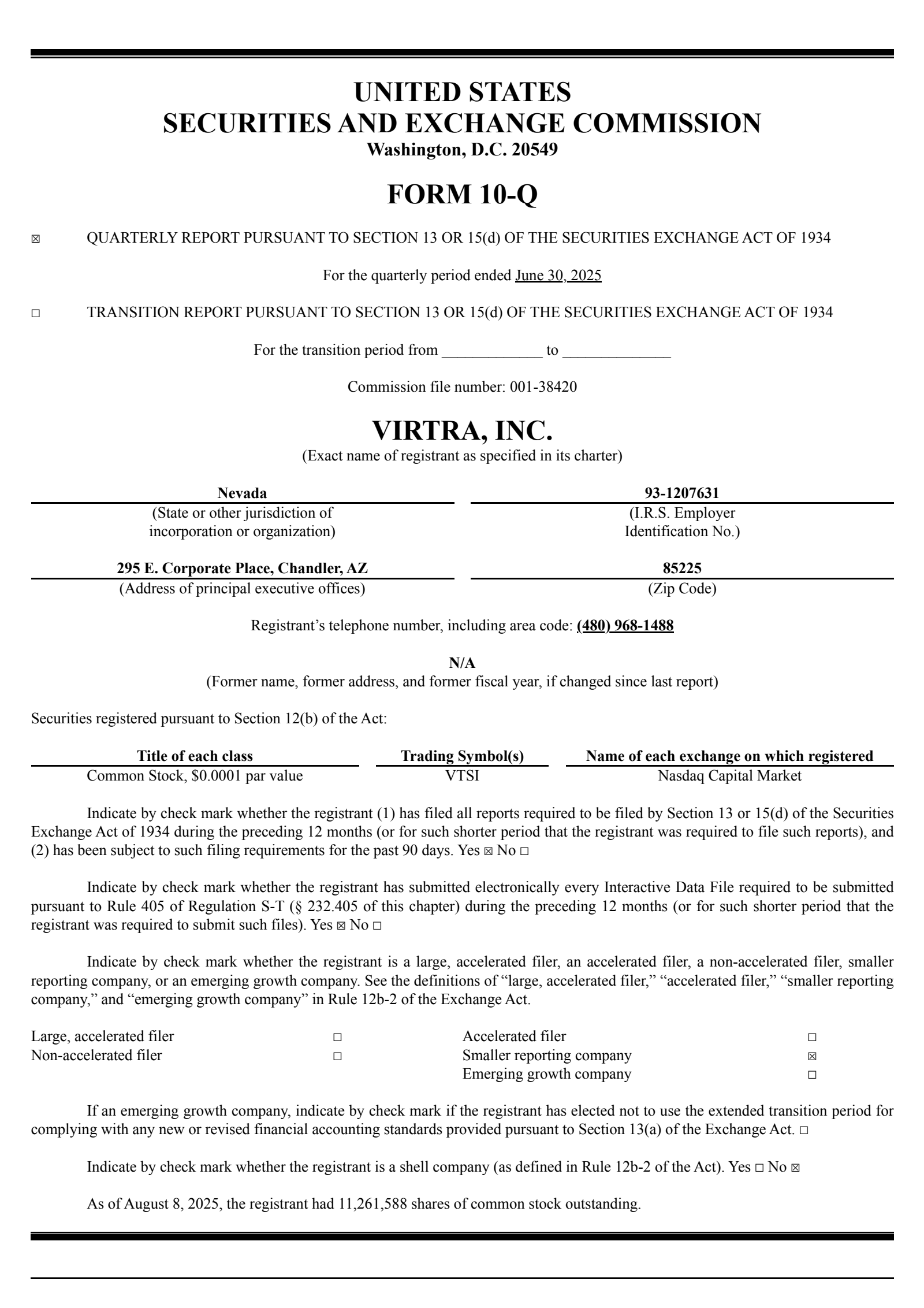 VirTra's Q2 2025 Quarterly report