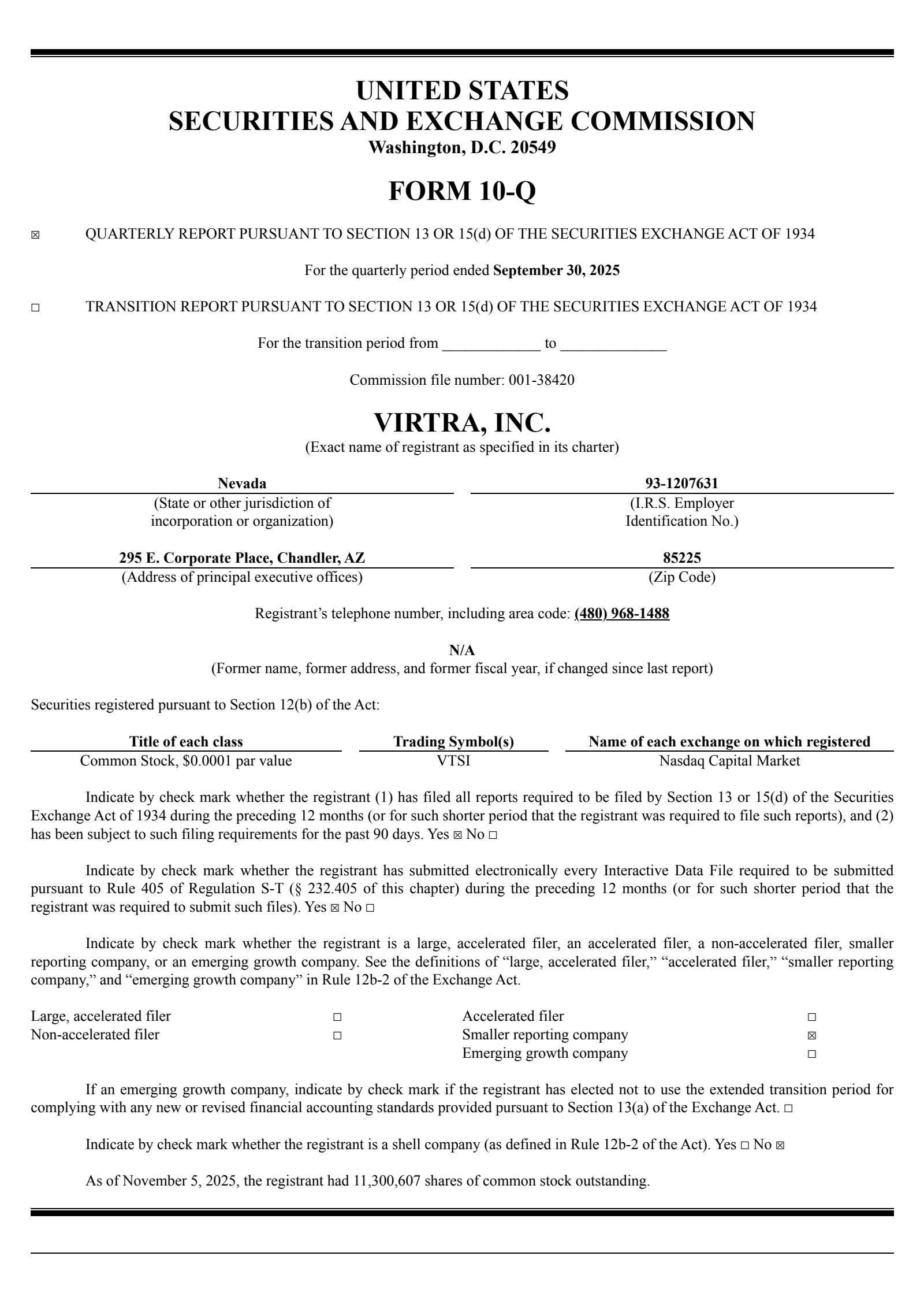 VirTra's Q3 2025 Quarterly Report