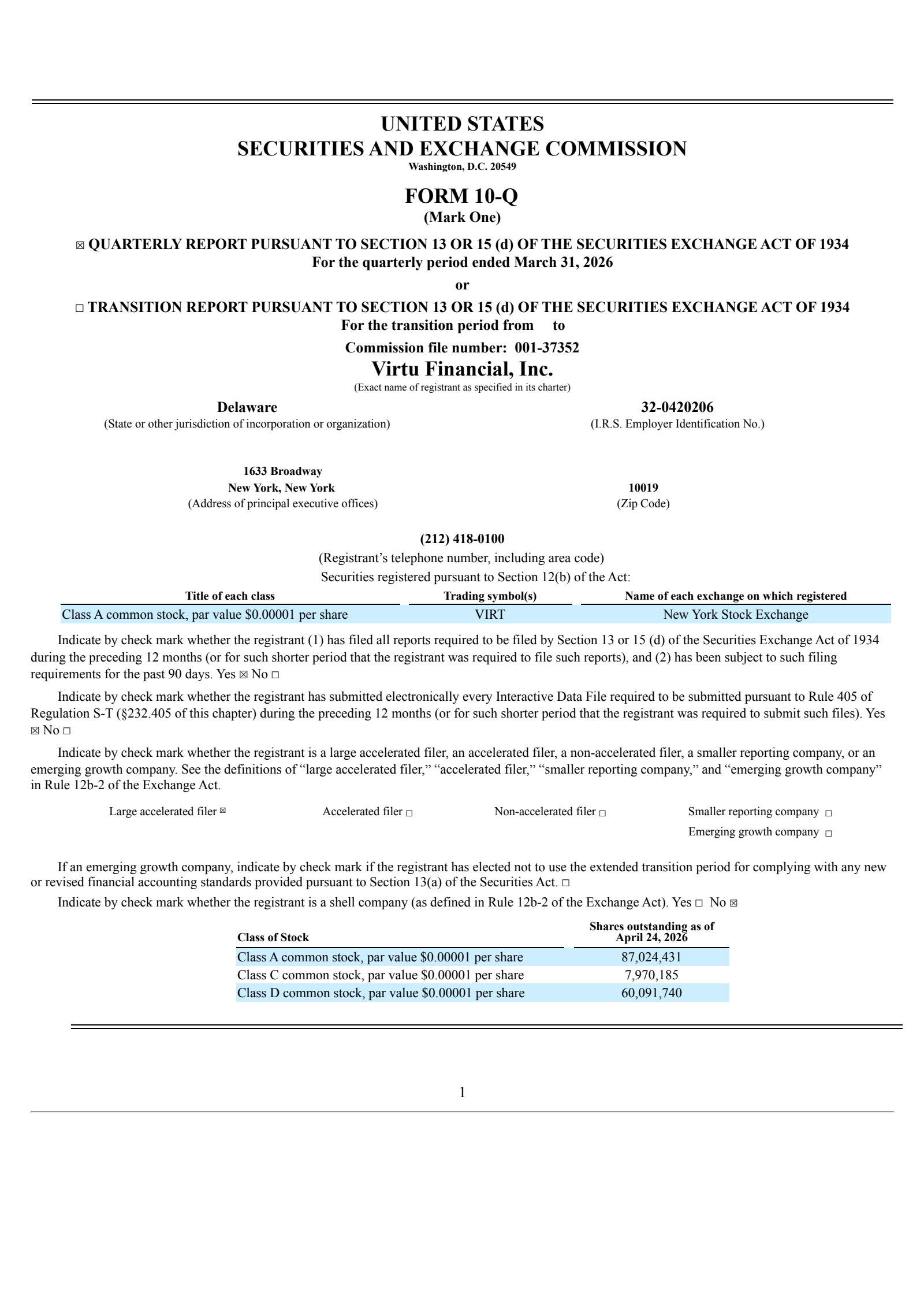 Virtu Financial's Q1 2026 Quarterly report