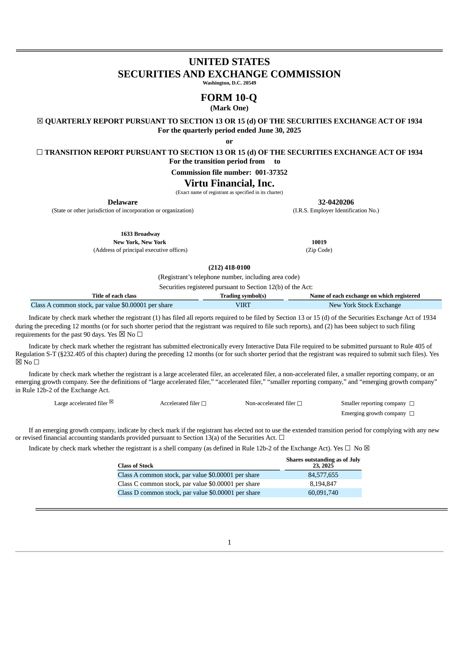 Virtu Financial's Q2 2025 Quarterly report