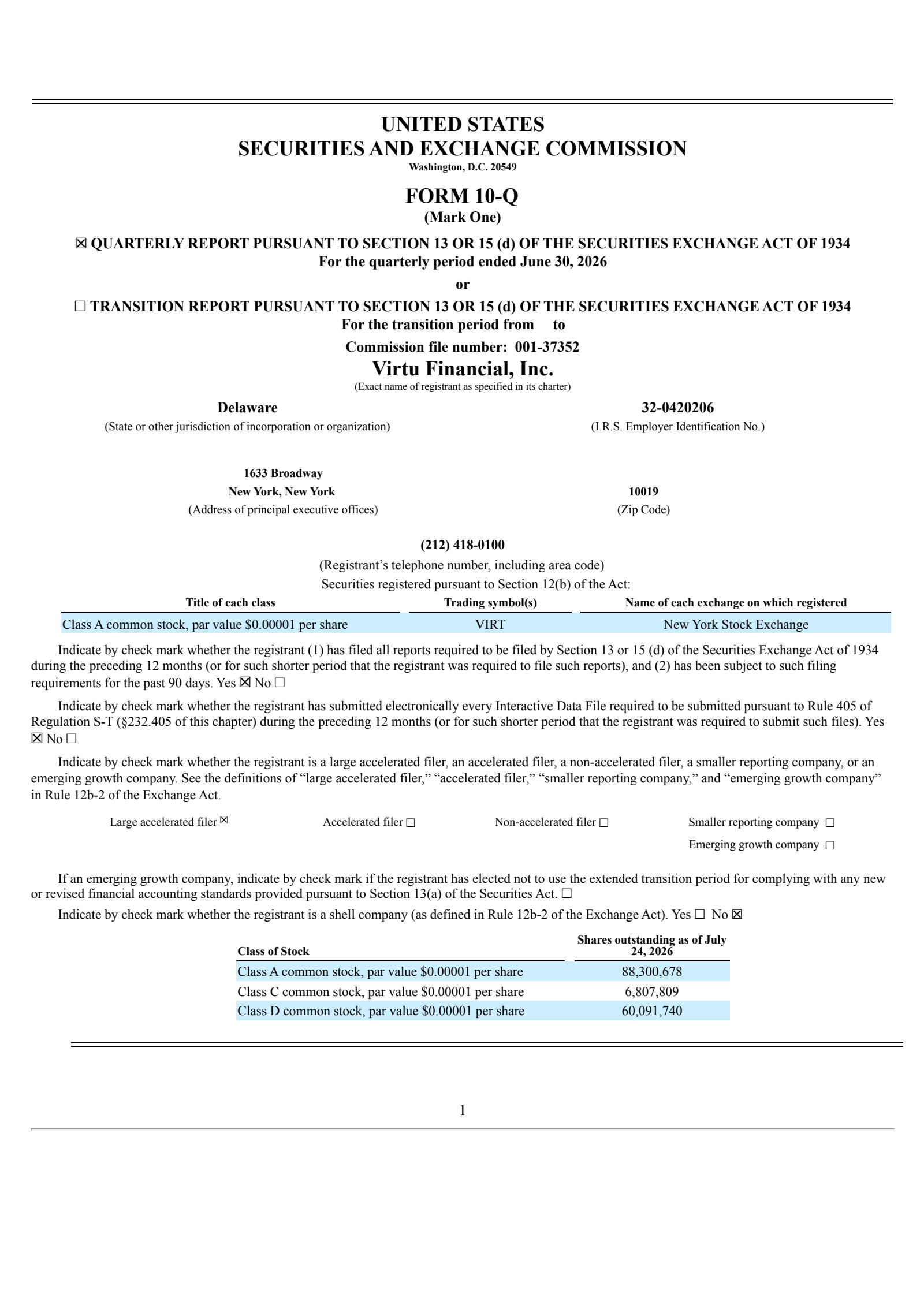 Virtu Financial's Q2 2026 Quarterly report