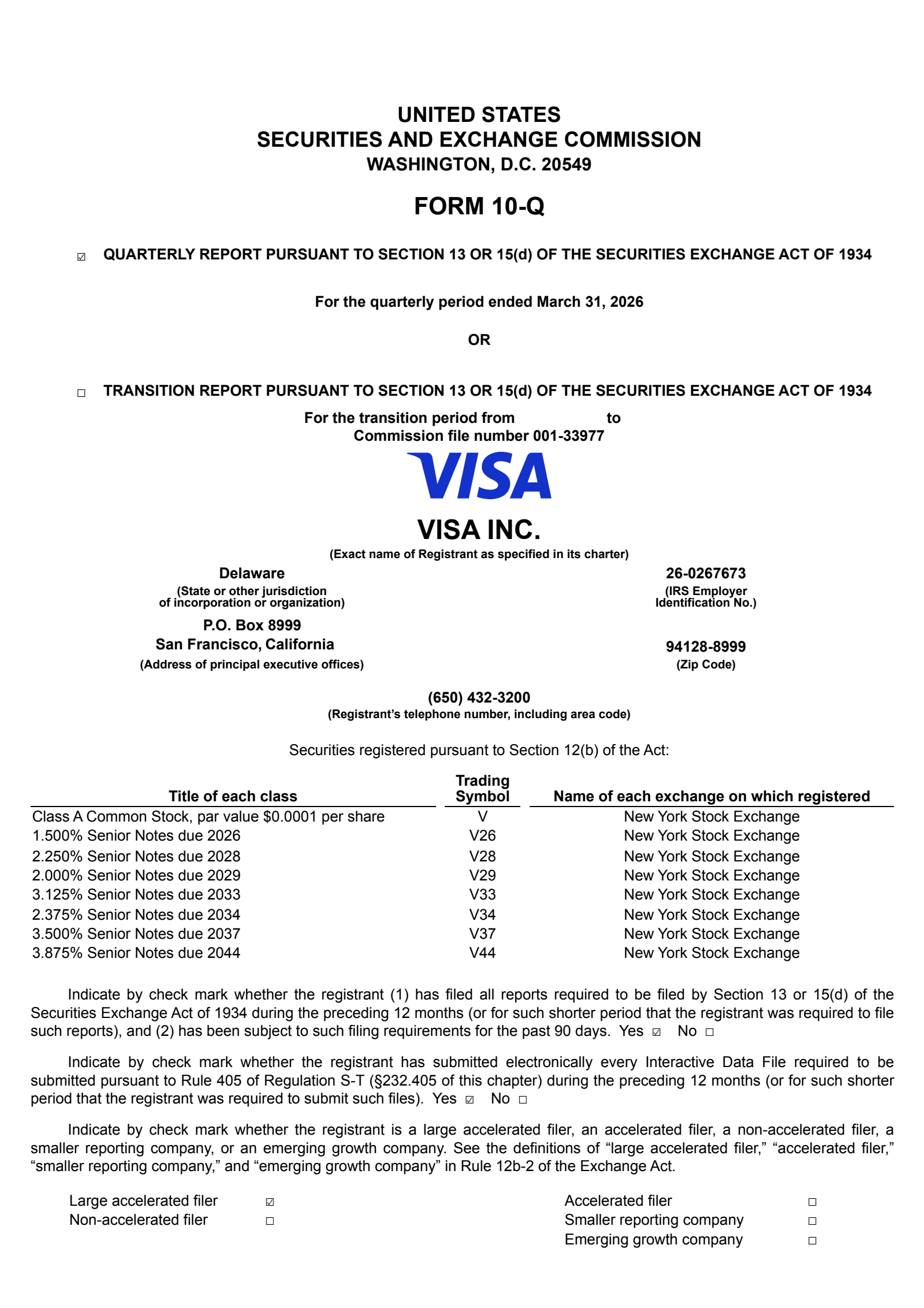 Visa's Q2 2026 Quarterly report