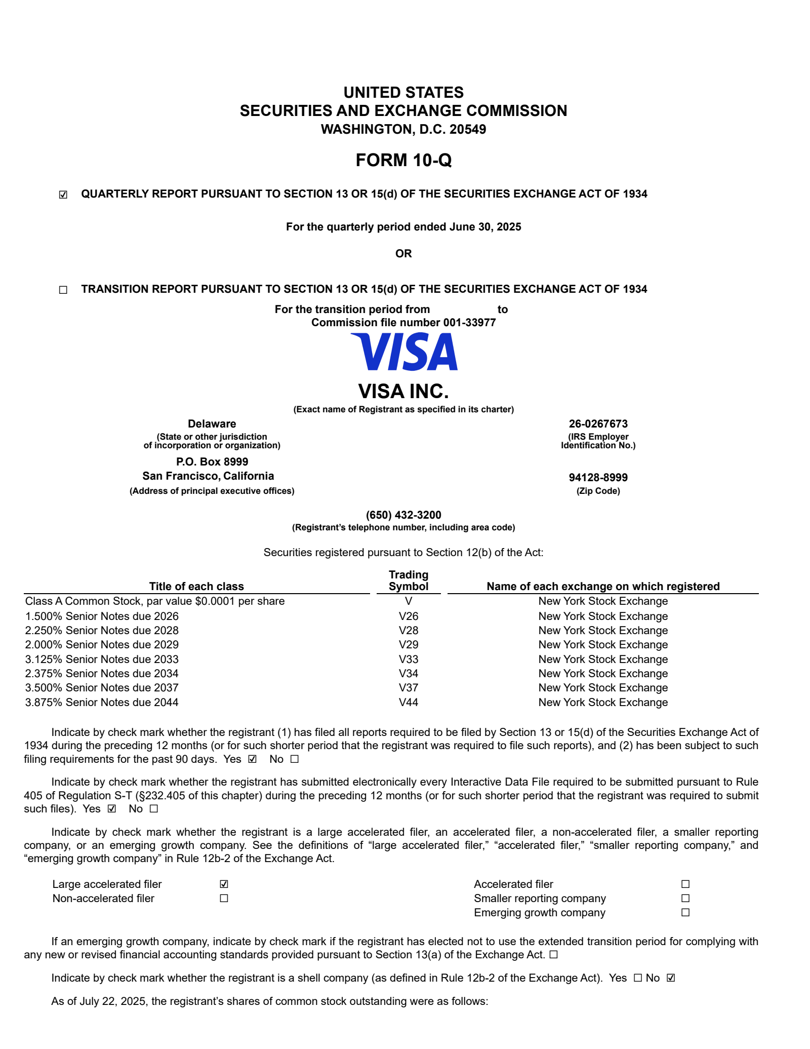 Visa's Q3 2025 Quarterly Report