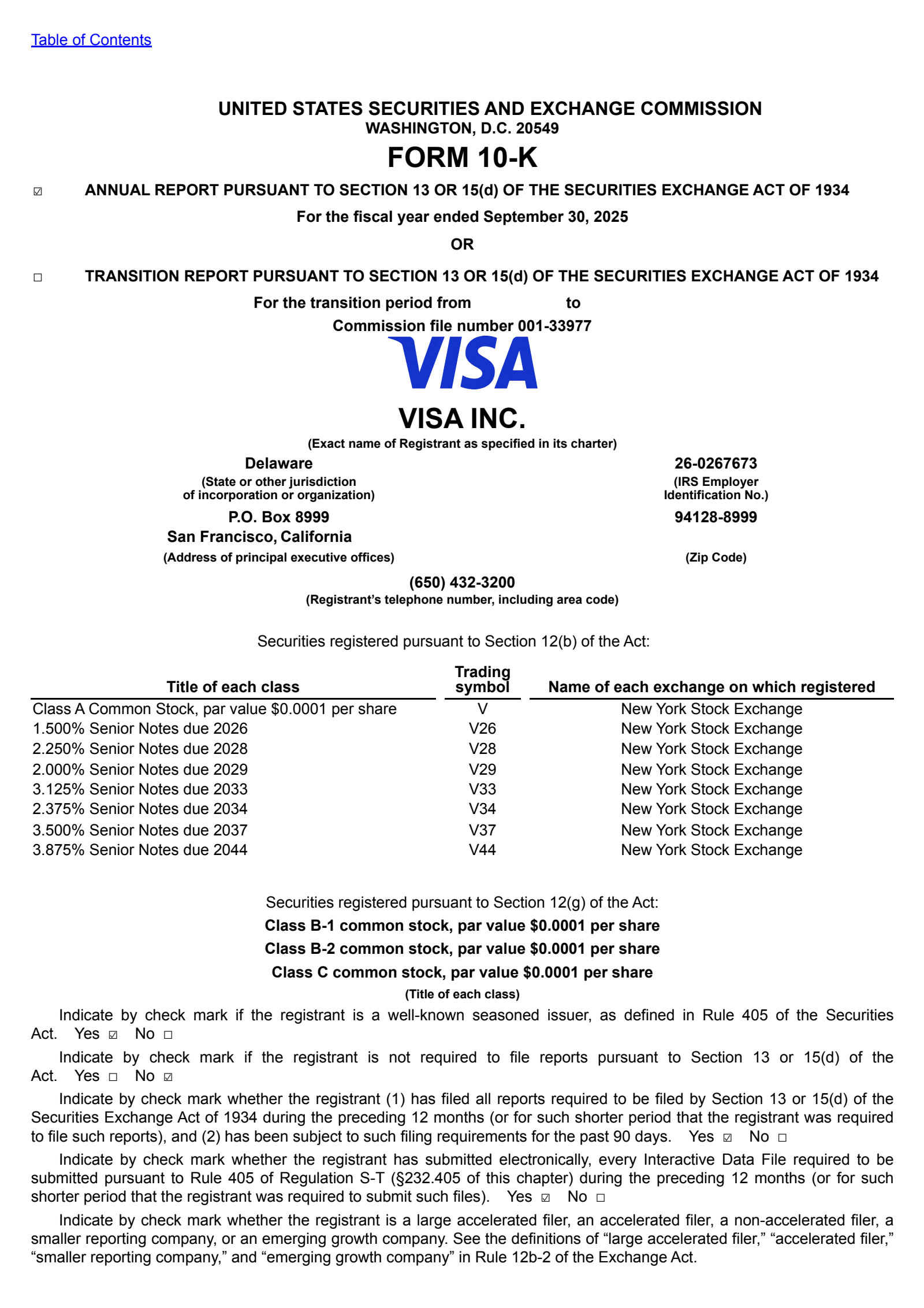 Visa's Q4 2025 Annual Report