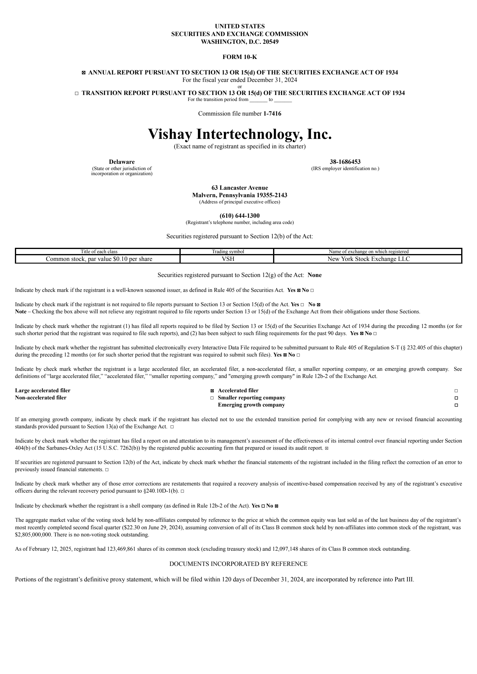 Vishay Intertechnology's Q4 2024 Annual report