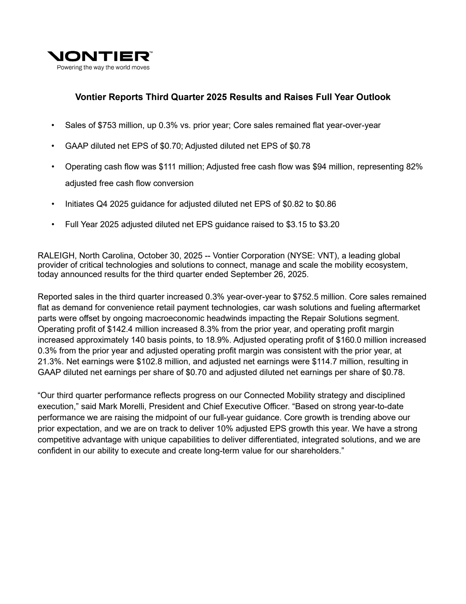 Vontier's Q3 2025 Earnings Release