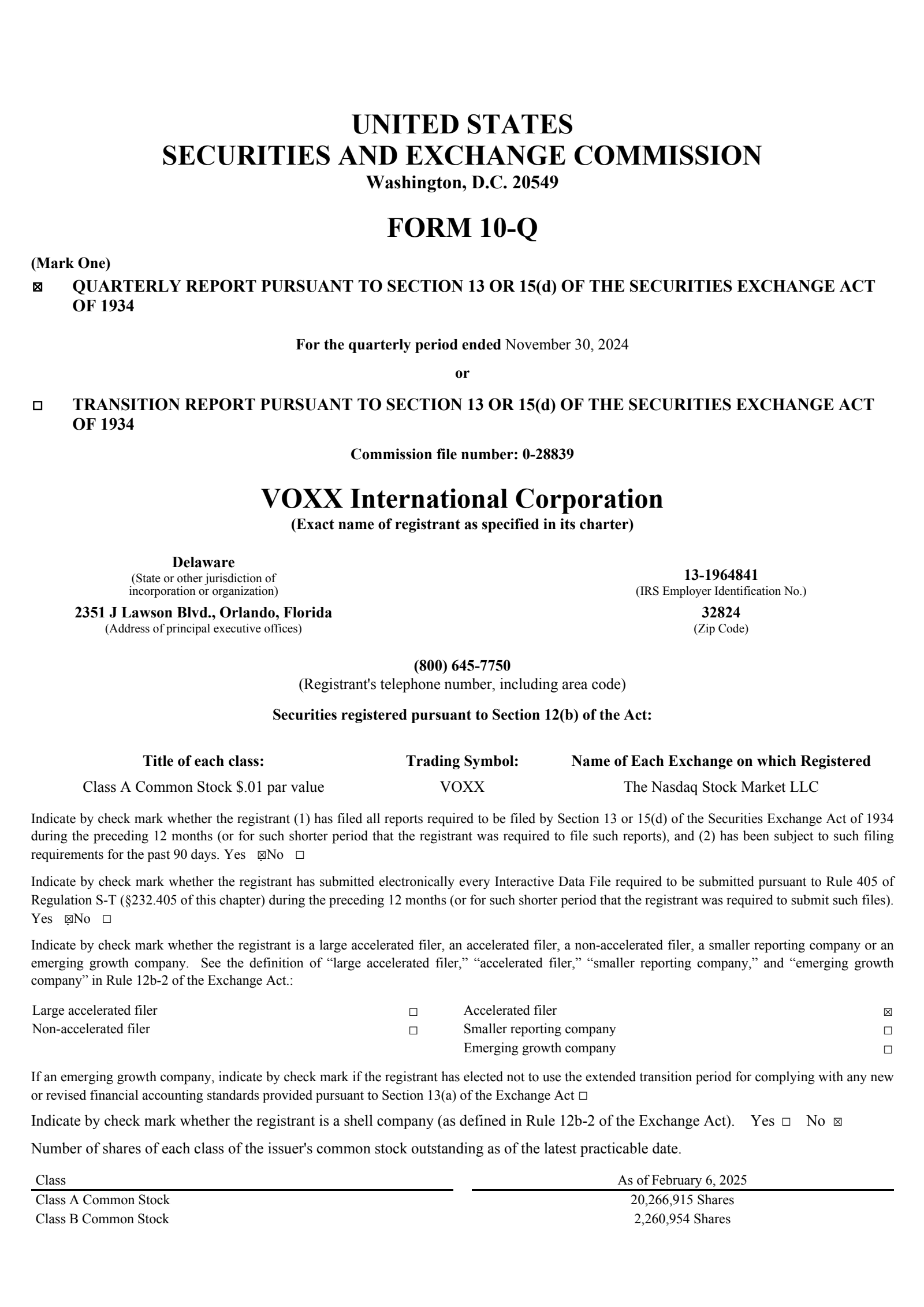 VOXX International's Q3 2025 Quarterly report