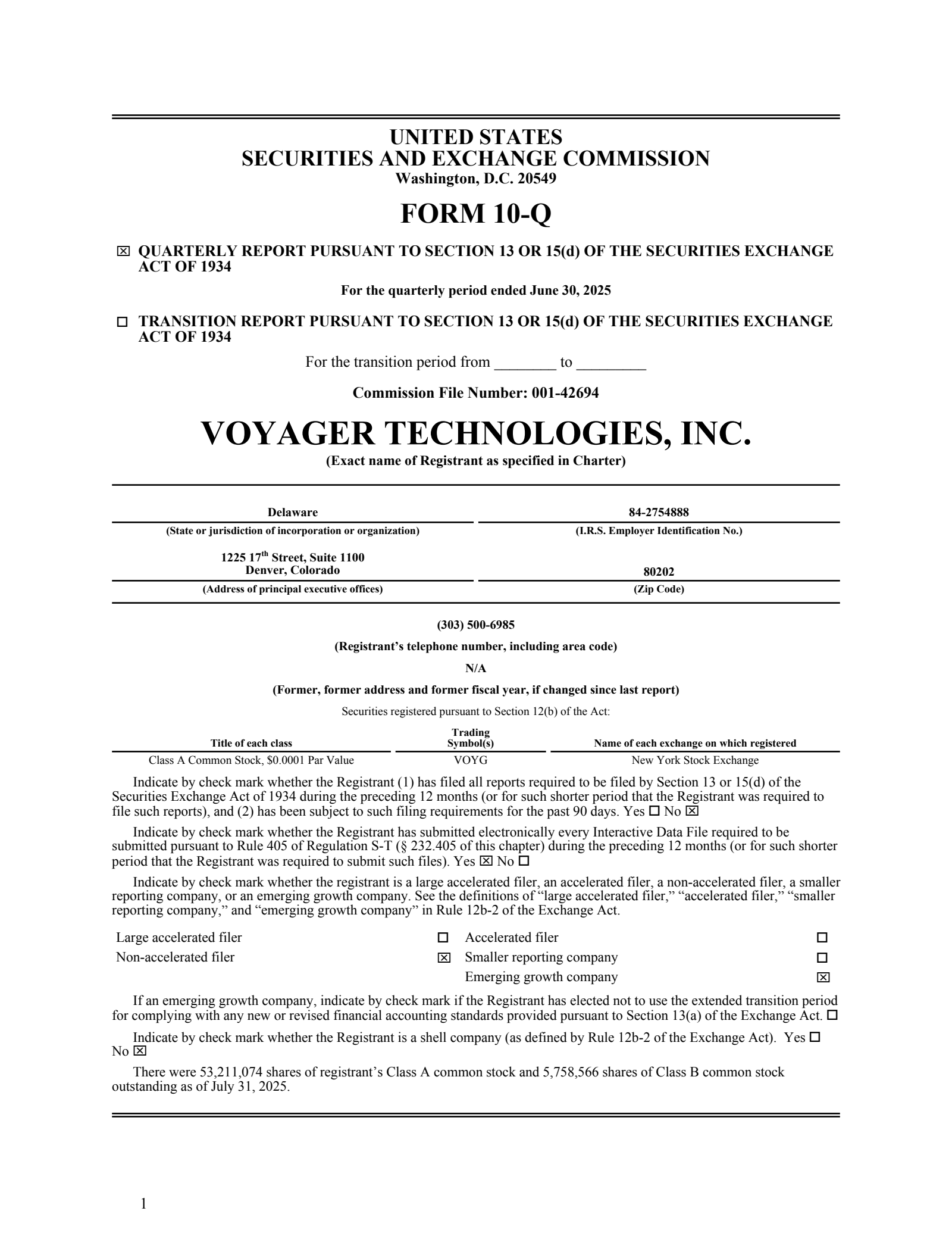 Voyager Technologies' Q2 2025 Quarterly Report