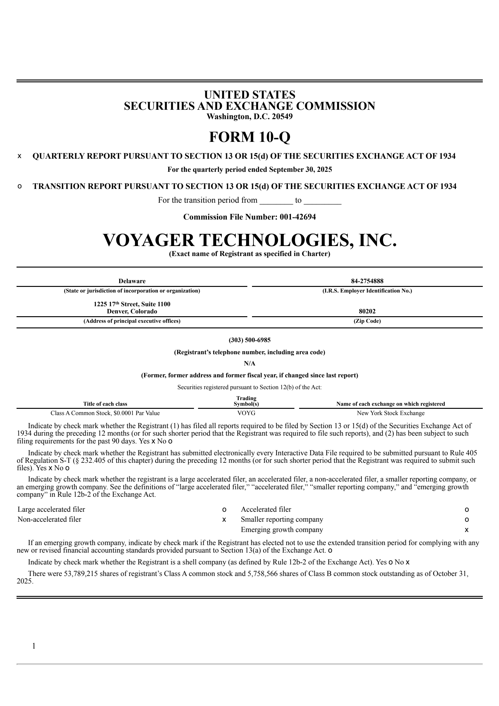 Voyager Technologies' Q3 2025 Quarterly Report