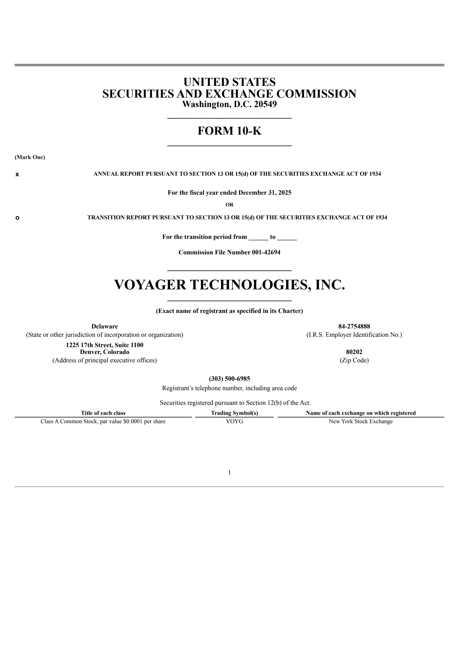 Voyager Technologies' Q4 2025 Annual report