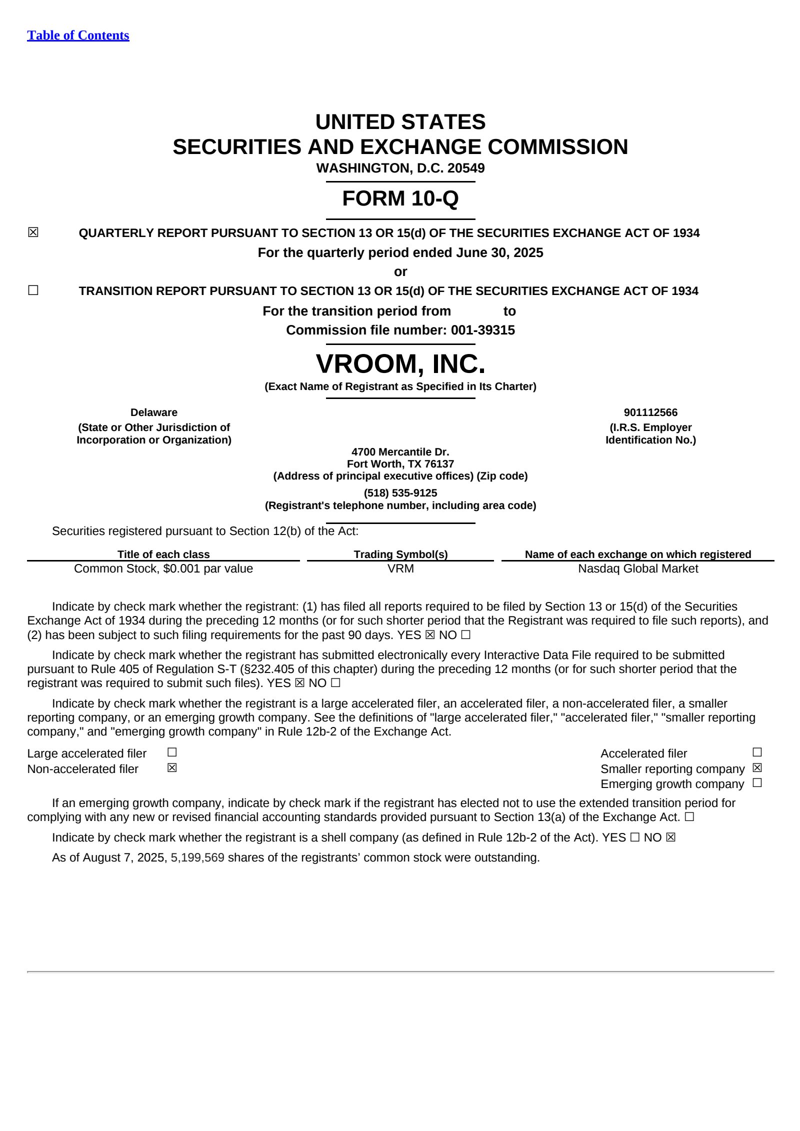 Vroom's Q2 2025 Quarterly report