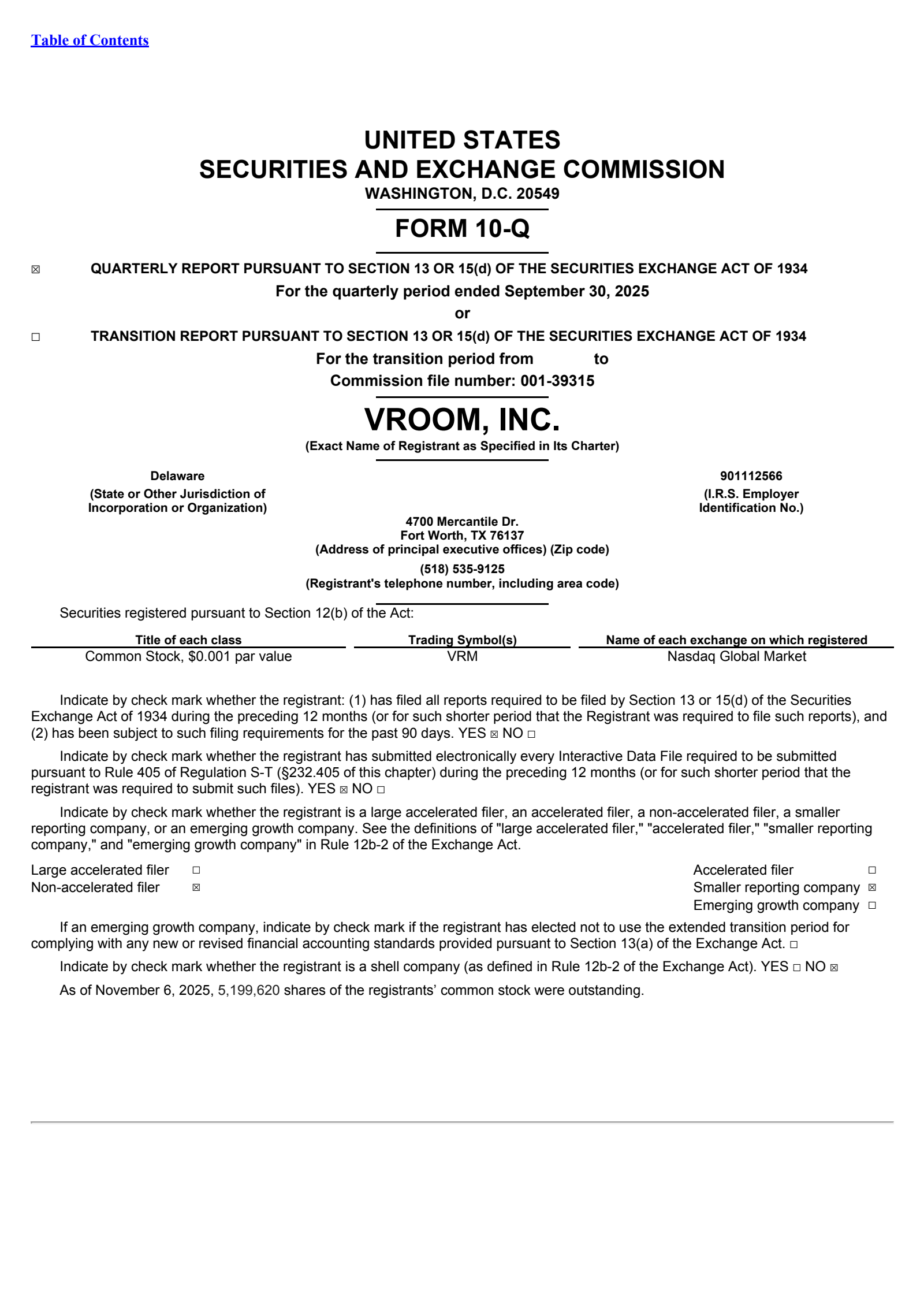 Vroom's Q3 2025 Quarterly Report