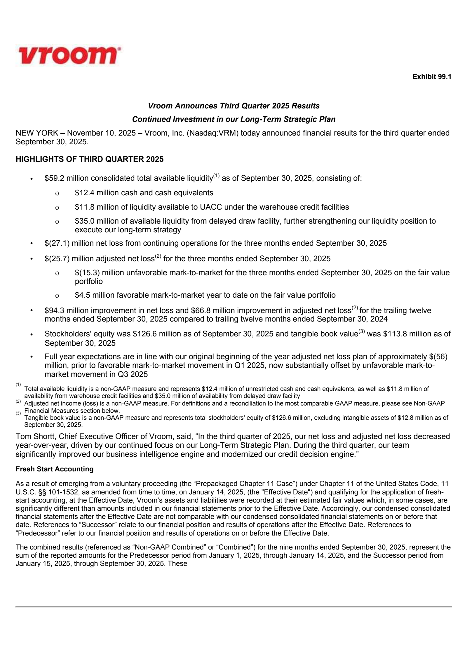 Vroom's Q3 2025 Earnings Release