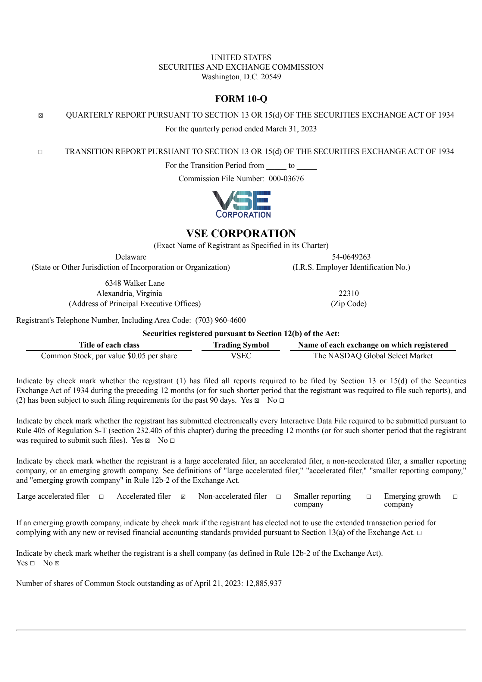 VSE's Q1 2023 Quarterly report