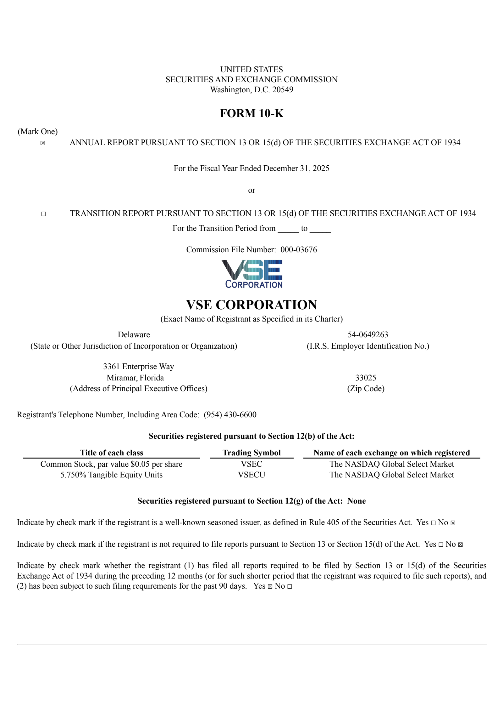 VSE's Q4 2025 Annual report