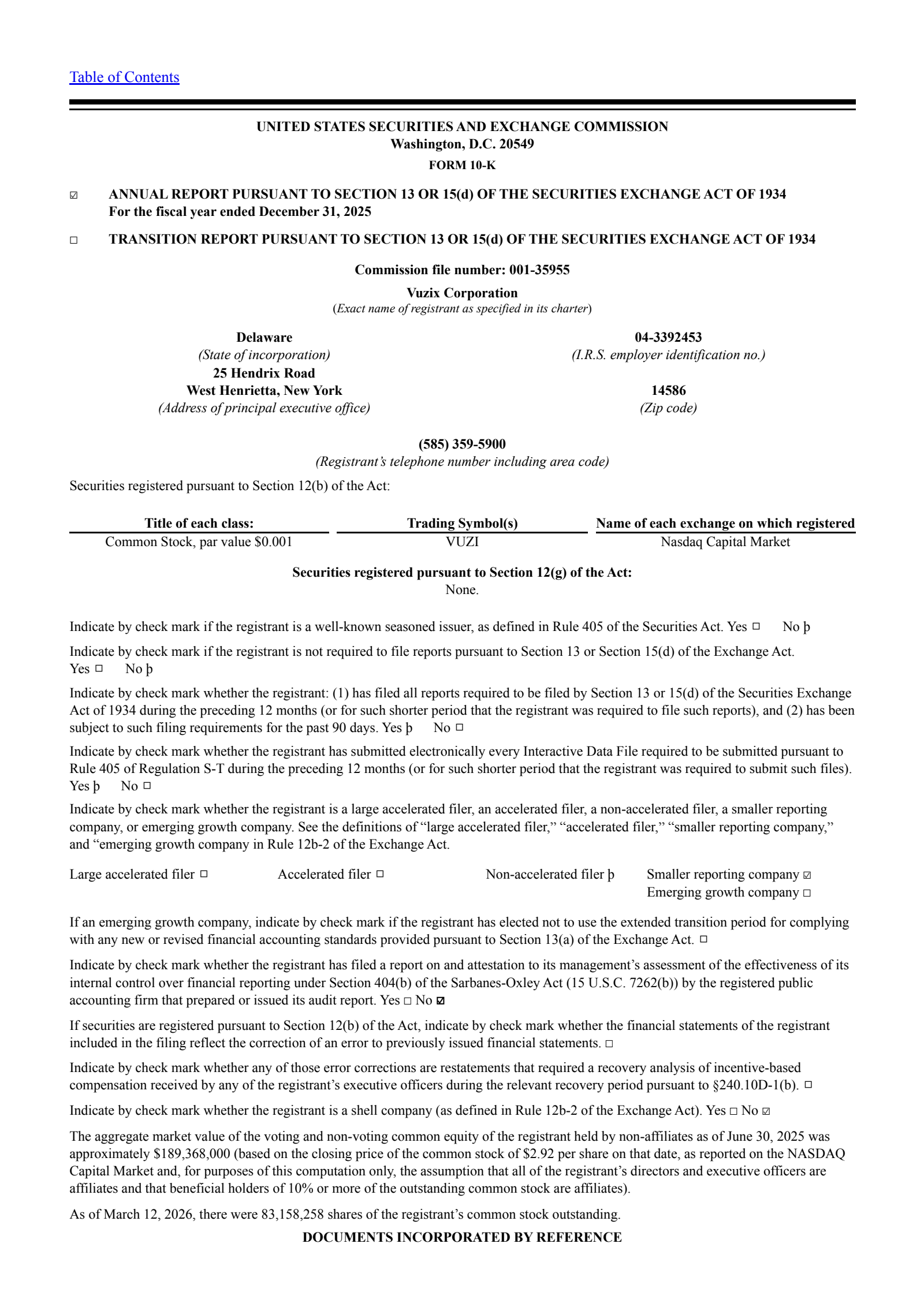 Vuzix's Q4 2025 Annual report