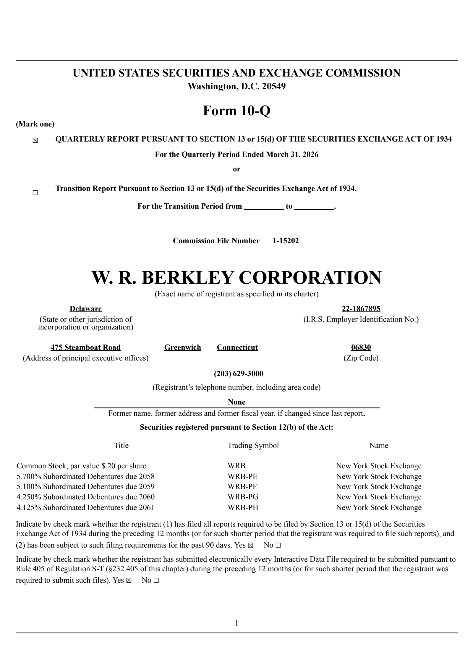 W.R. Berkley's Q1 2026 Quarterly report