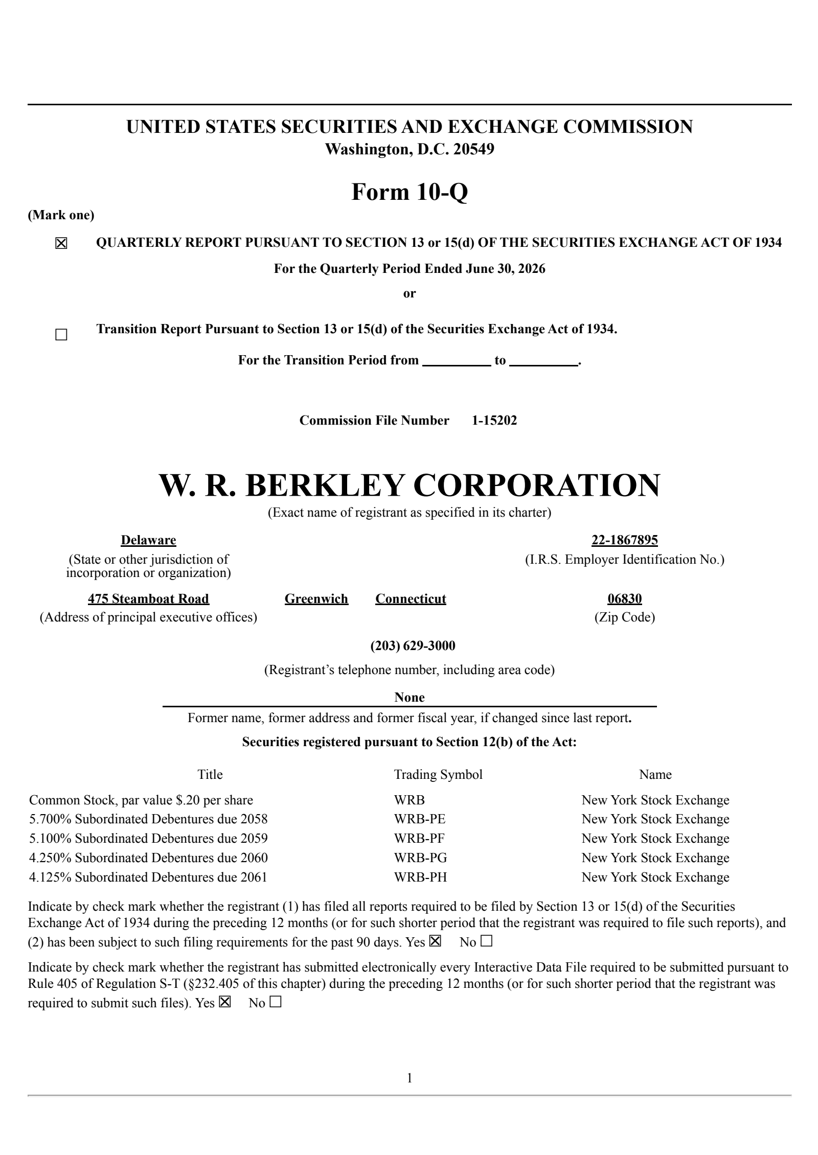W.R. Berkley's Q2 2026 Quarterly report