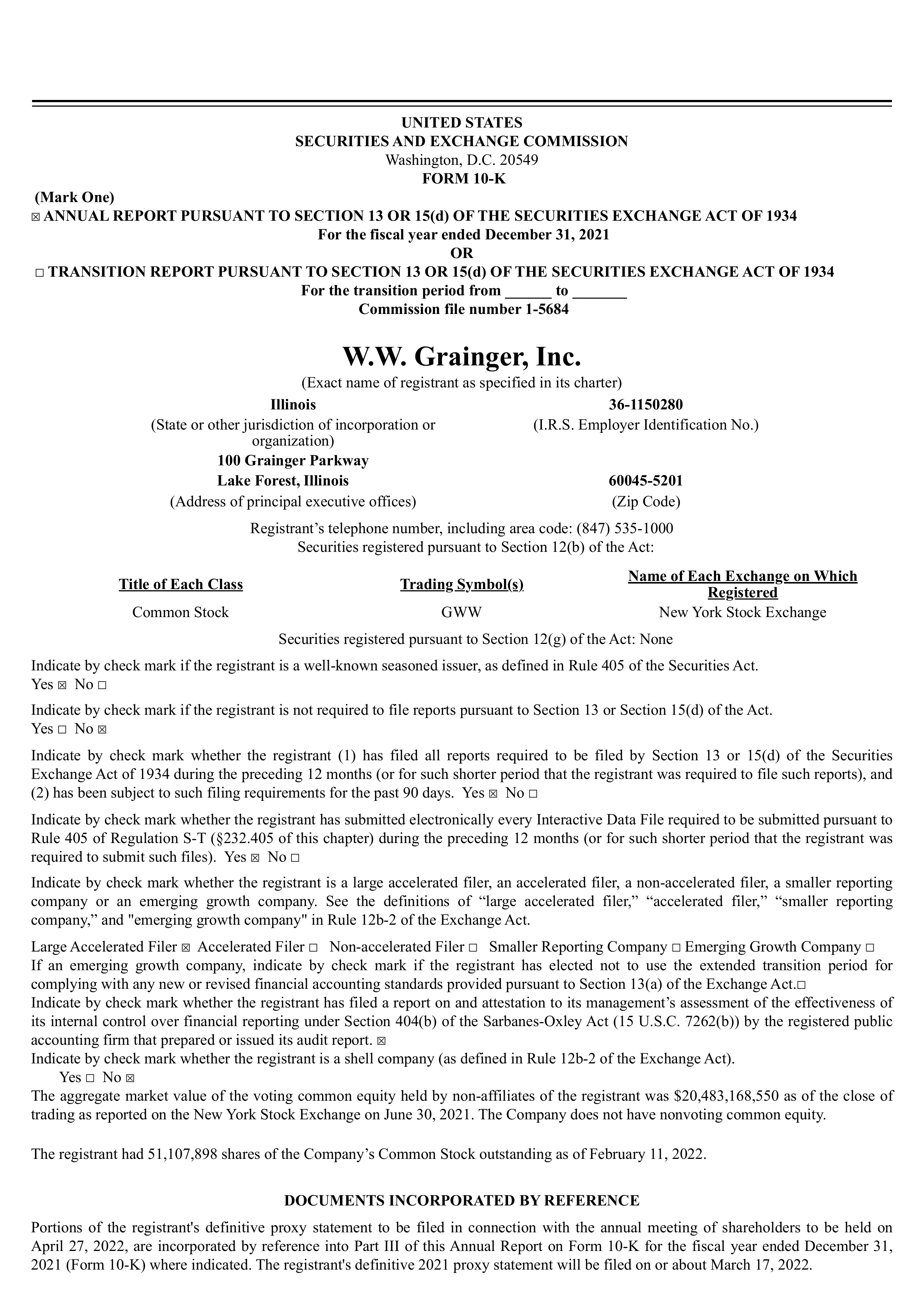 GWW Q4 2021 Earnings Report on 2/3/2022