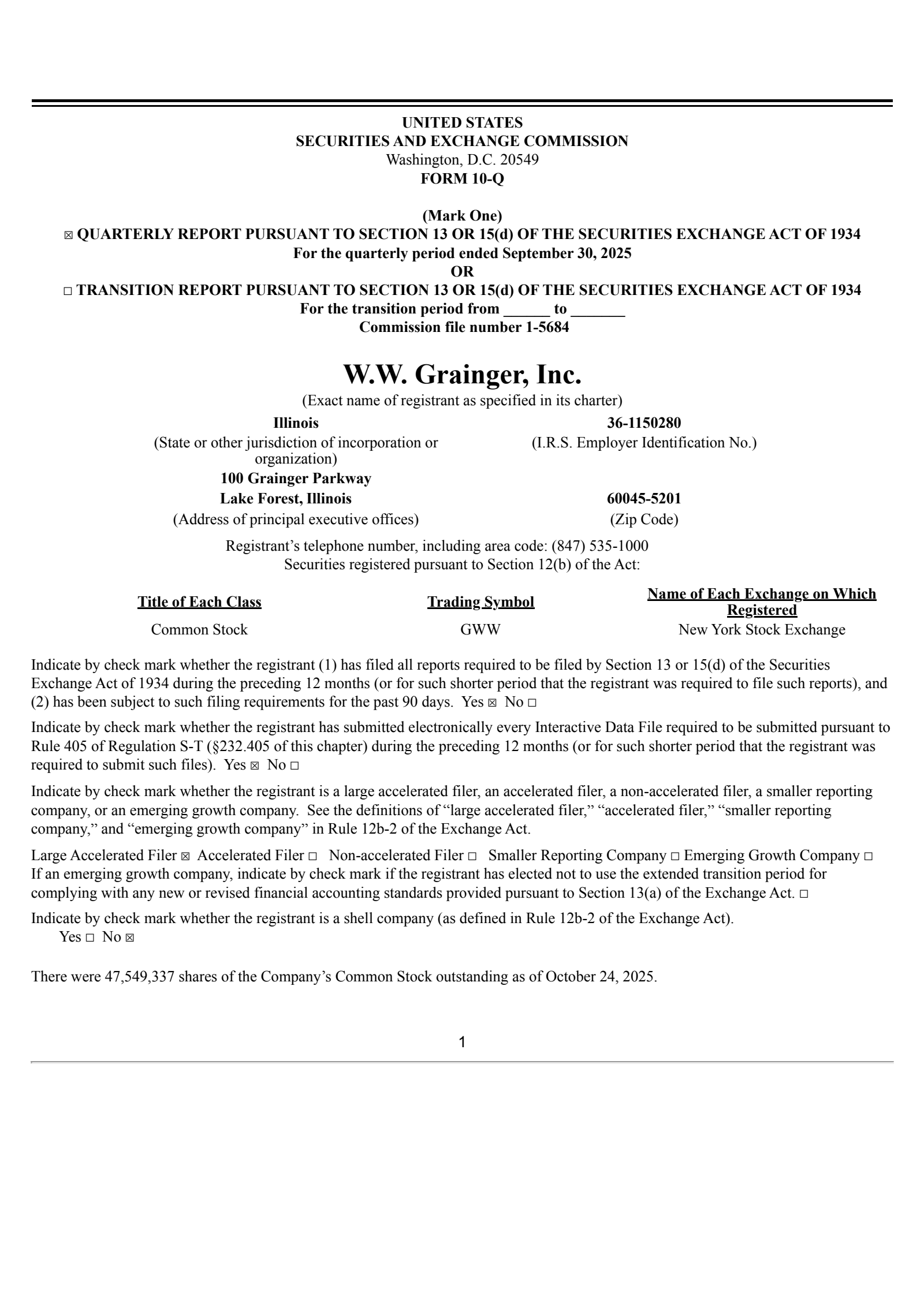 W.W. Grainger's Q3 2025 Quarterly Report