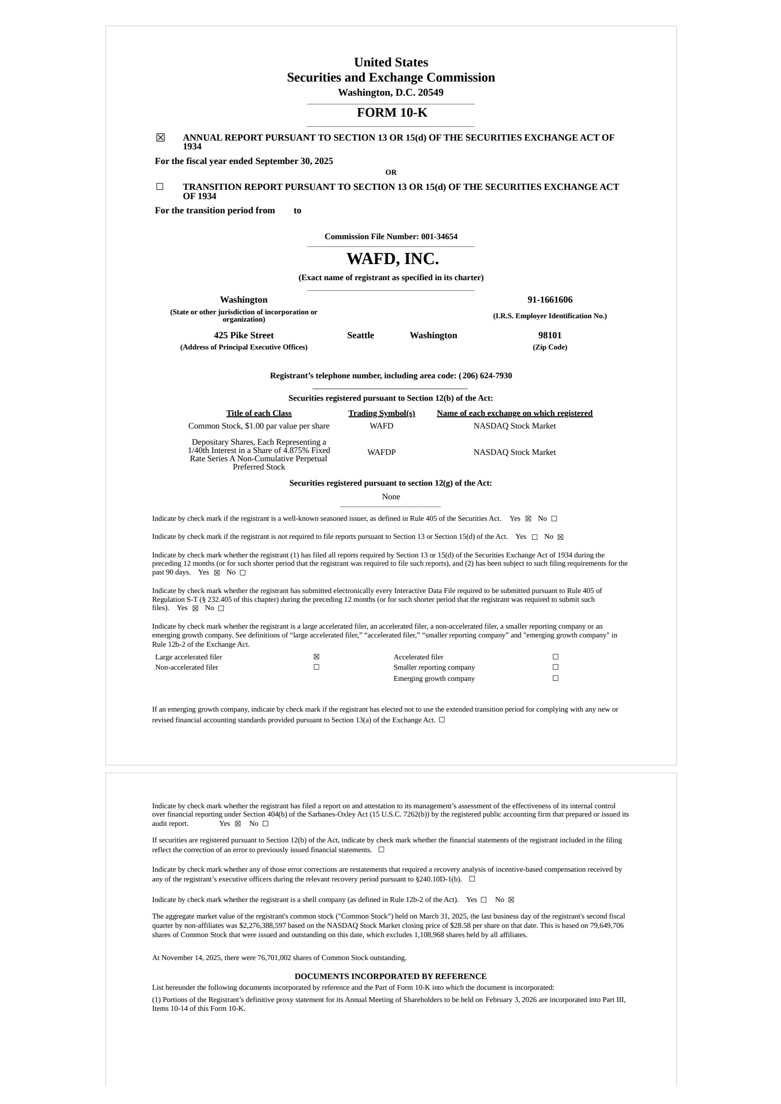 WaFd's Q4 2025 Annual Report