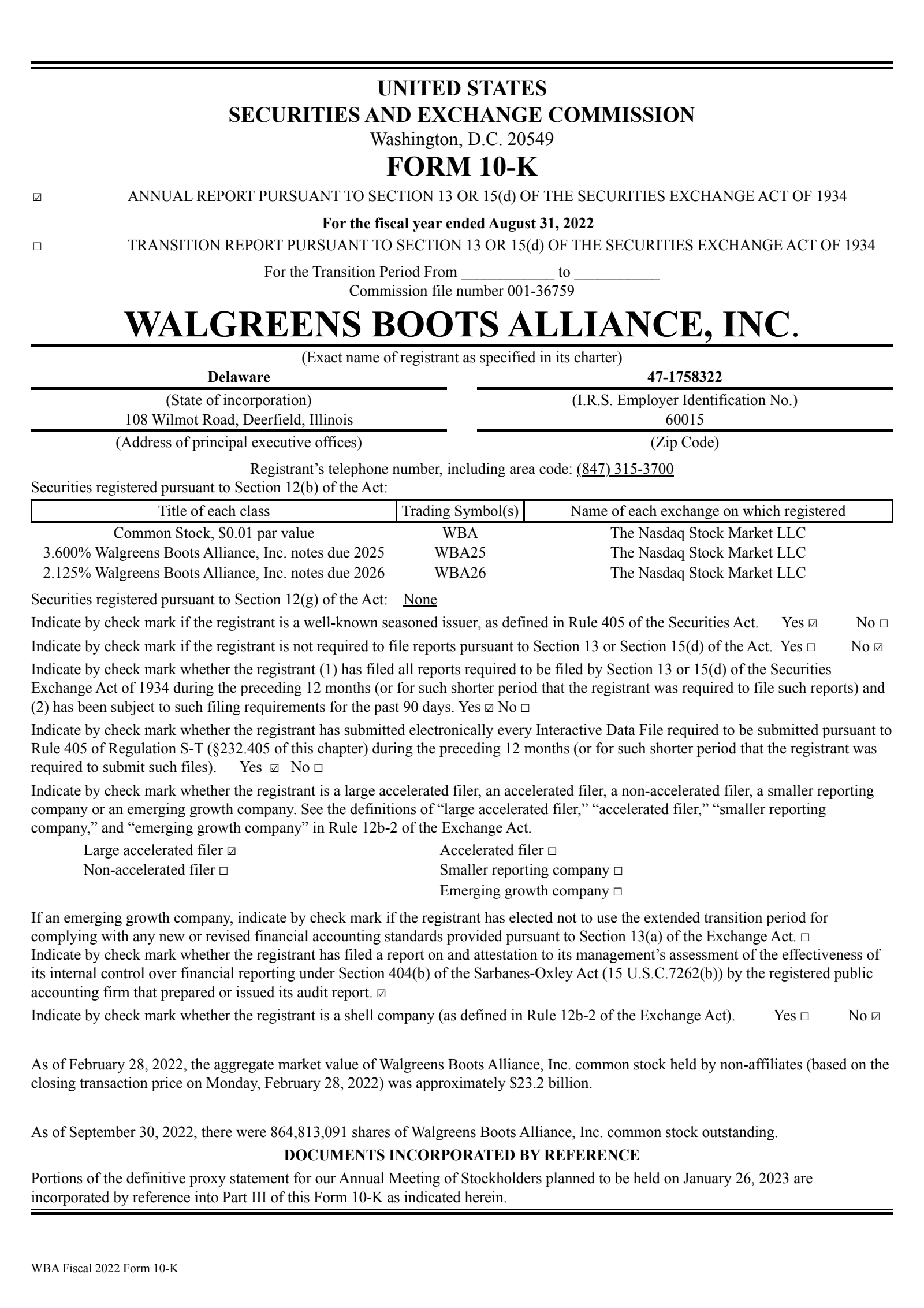 Walgreens Boots Alliance's Q4 2022 Annual report