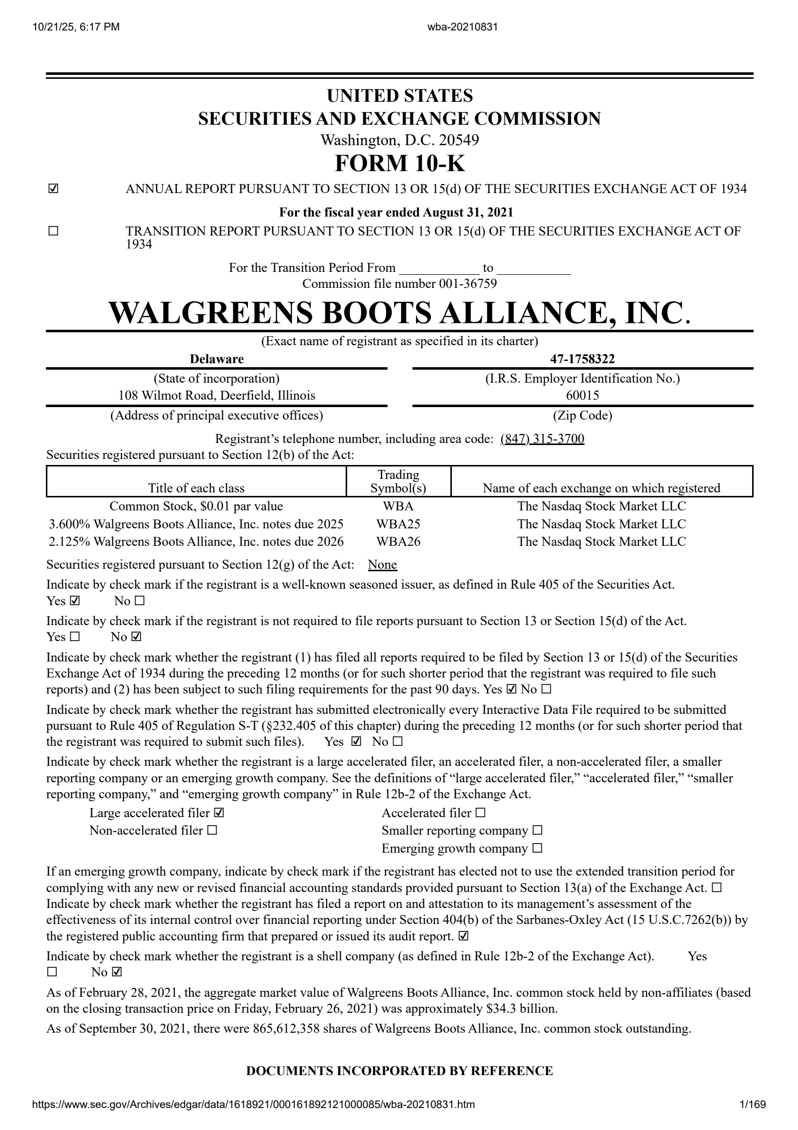 Walgreens Boots Alliance's Q4 & Investor Day 2021 Annual Report