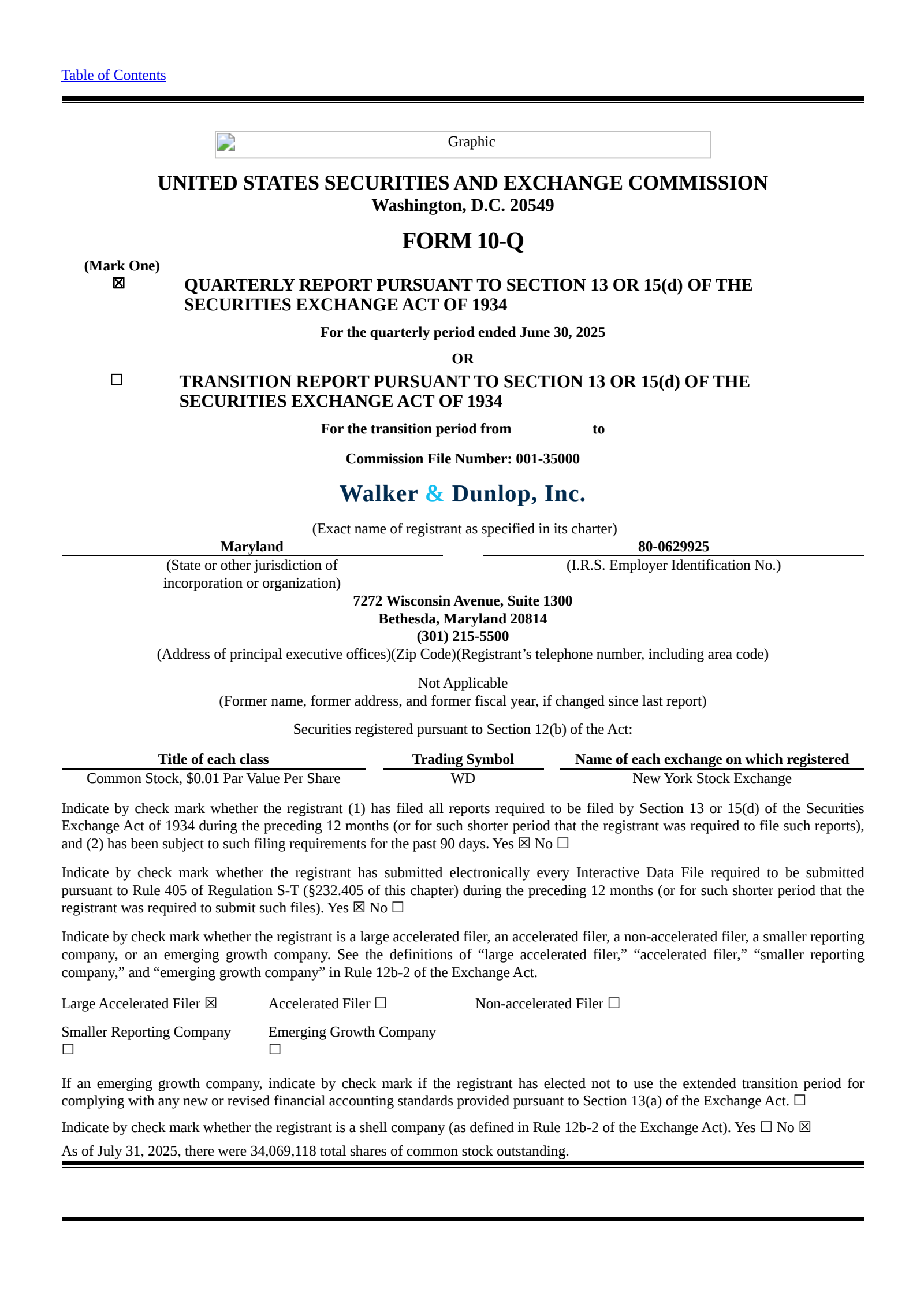Walker & Dunlop's Q2 2025 Quarterly report