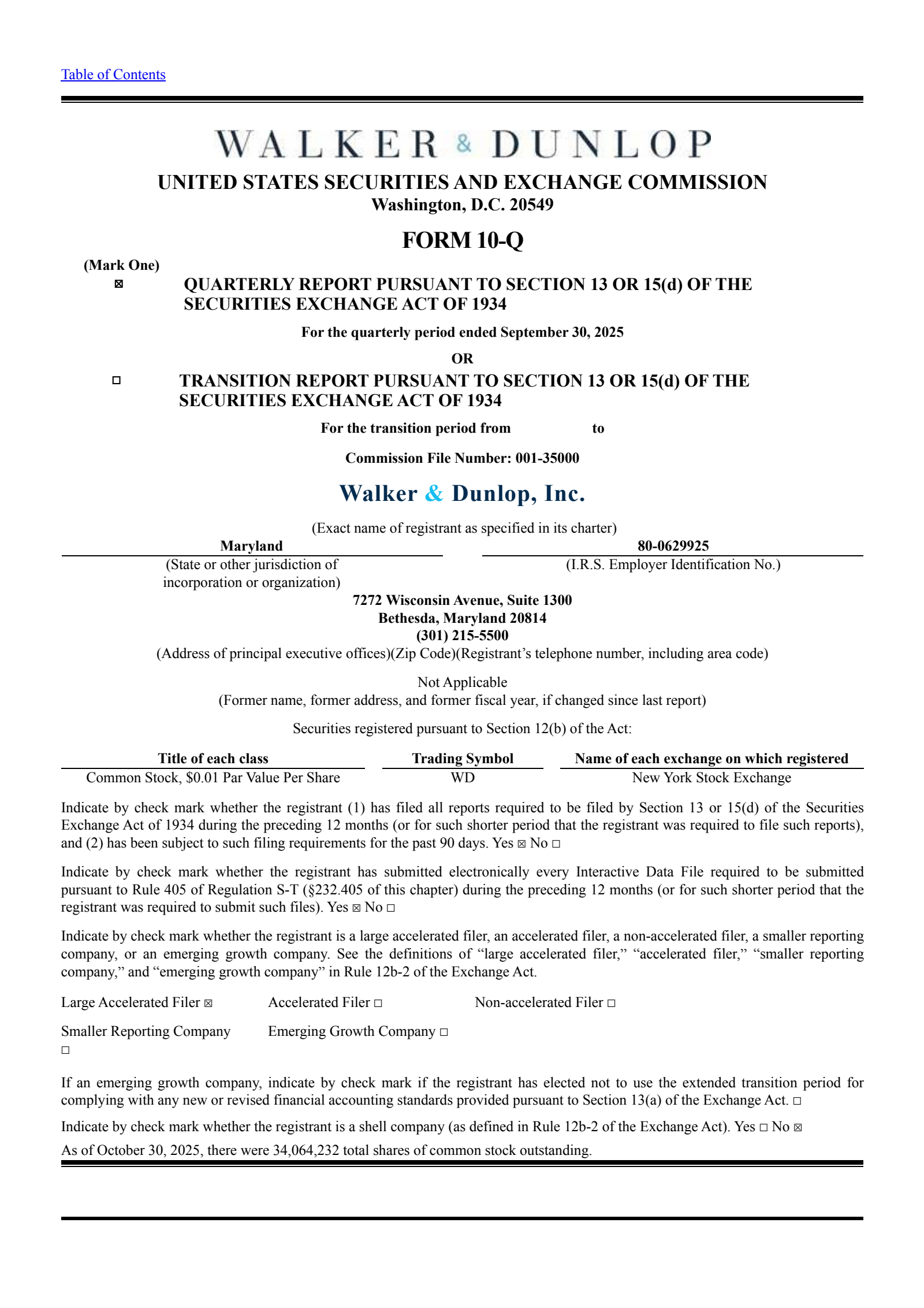 Walker & Dunlop's Q3 2025 Quarterly Report