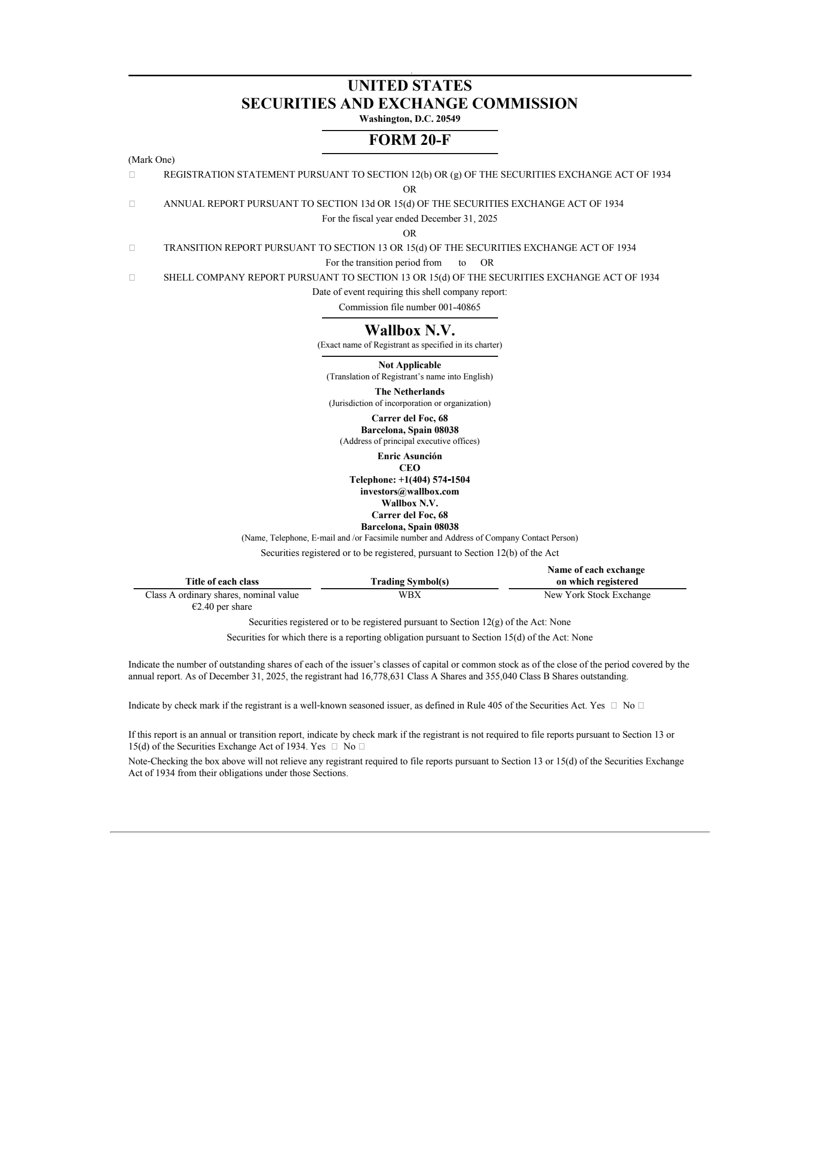 Wallbox's Q4 2025 Annual report