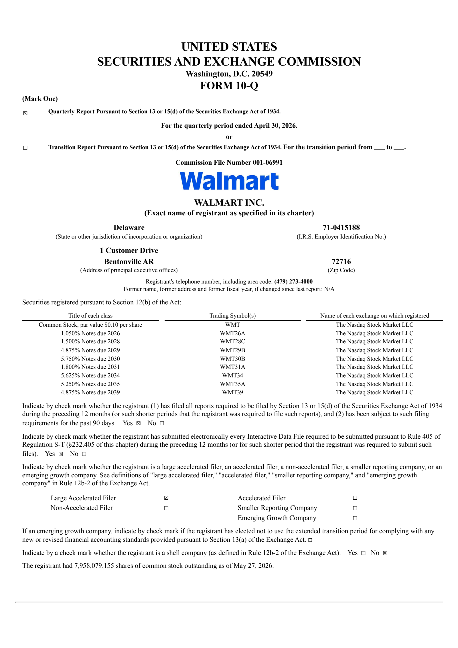 Walmart's Q1 2027 Quarterly report