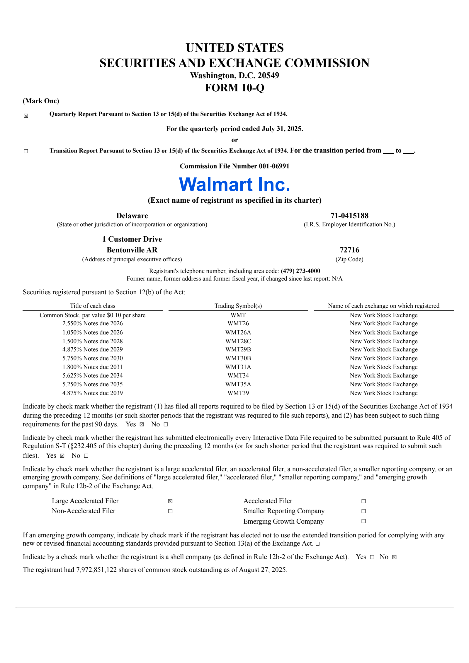 Walmart's Q2 2026 Quarterly report