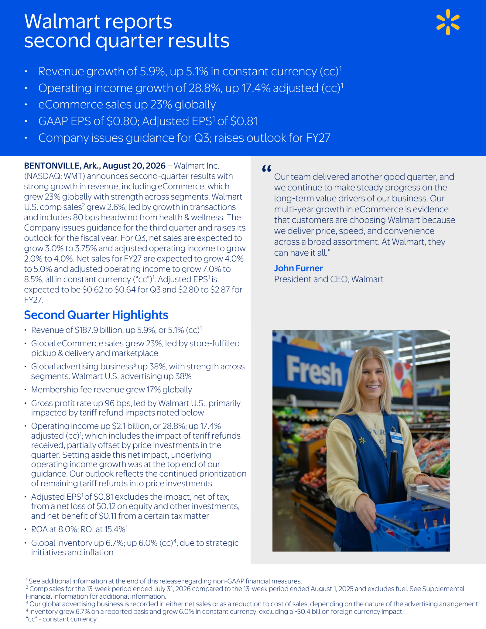 Walmart's Q2 2027 Press Release
