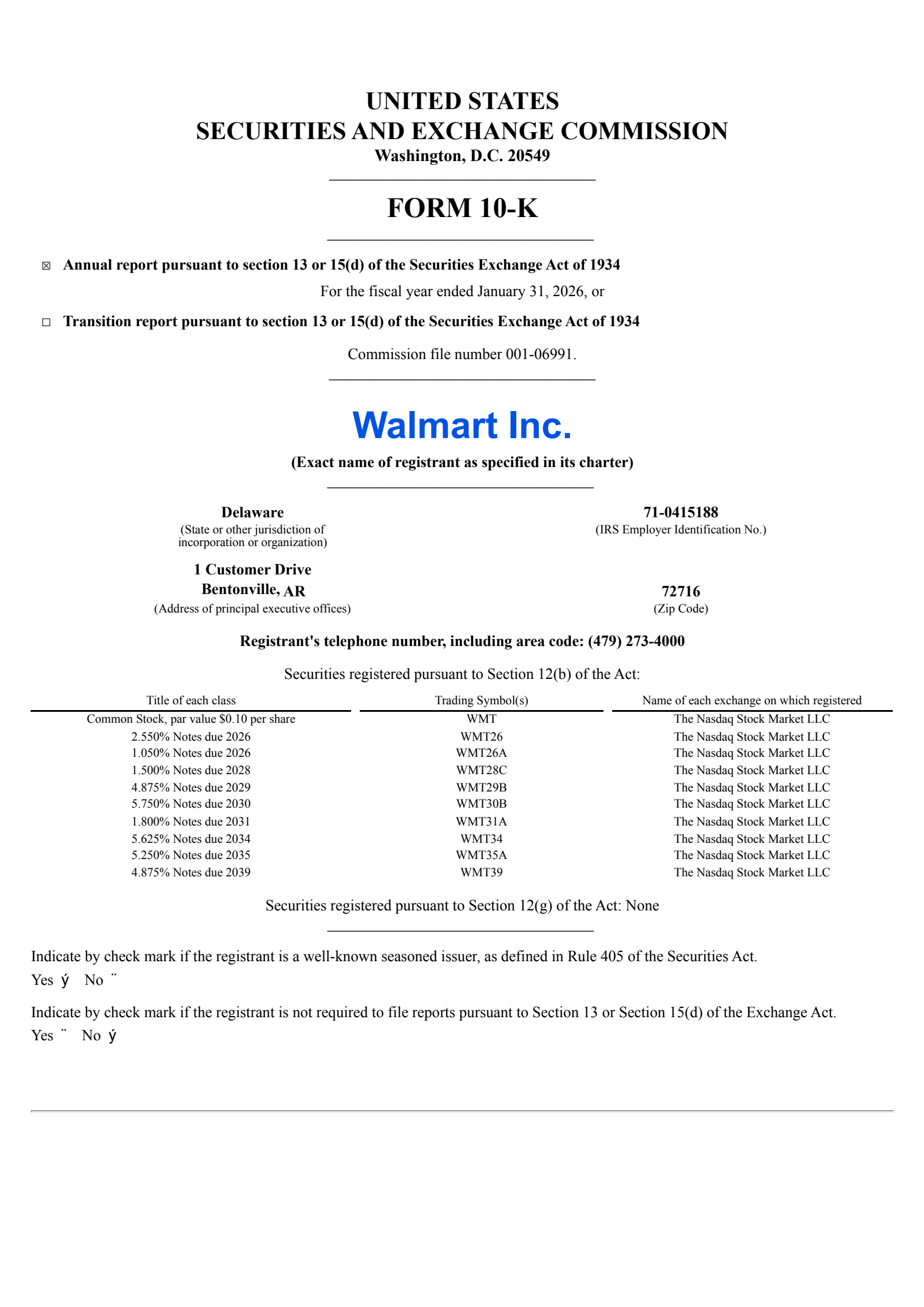 Walmart's Q4 2026 Annual report