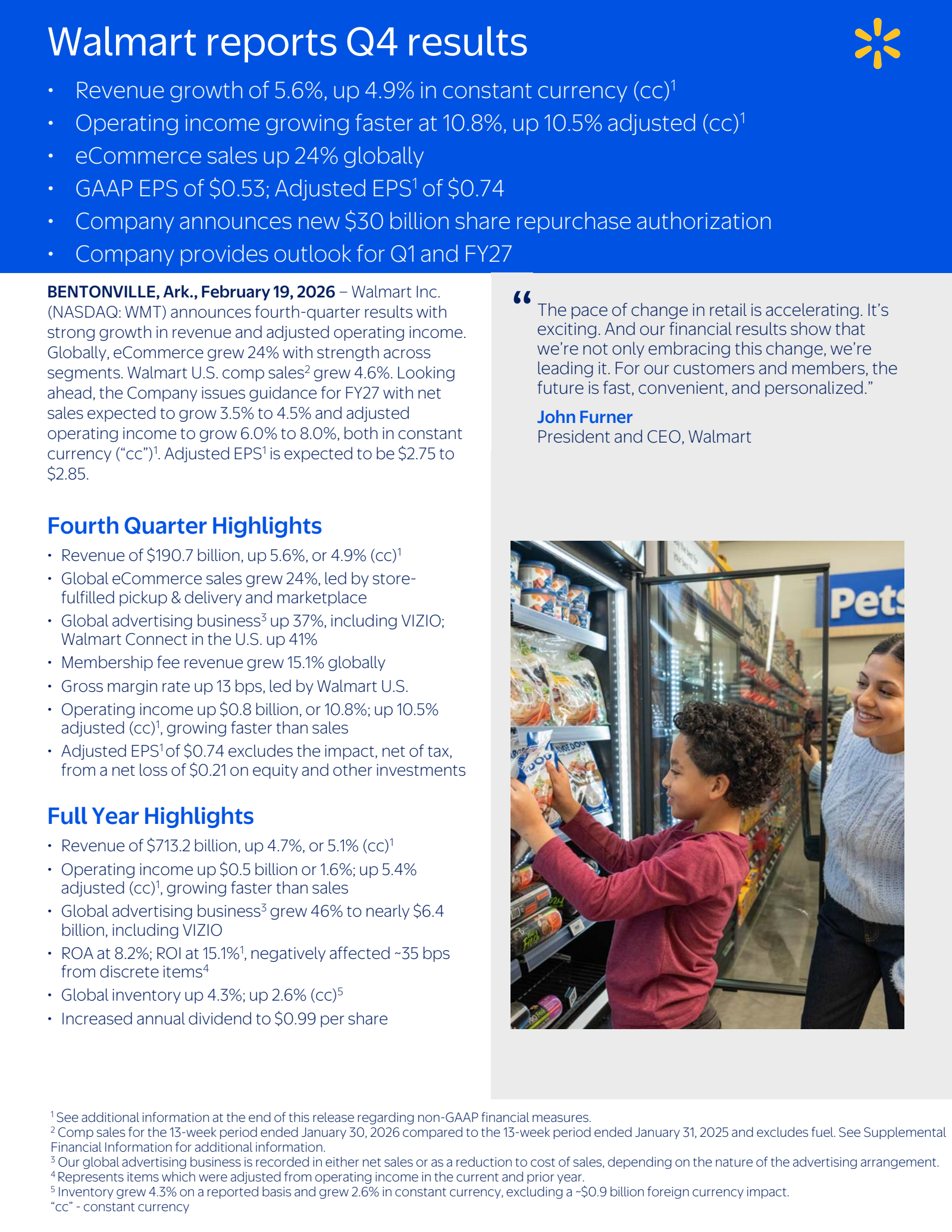 Walmart's Q4 2026 Press Release